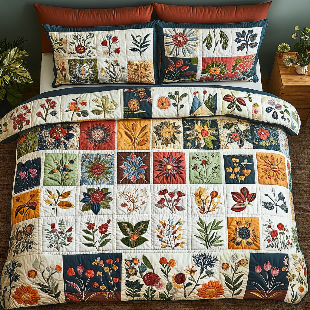 Heritage Garden Quilted Bedding Set Cute Room Decor Christmas Floral Gifts