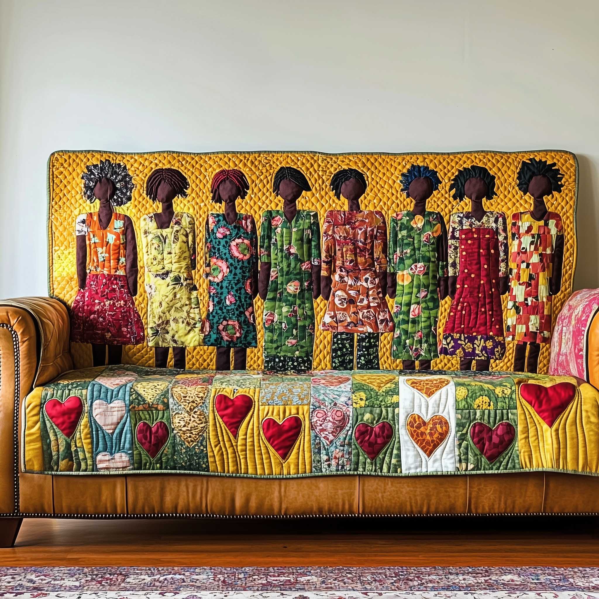 Heritage Glow Quilted Sofa Cover Traditional Quilted African American Gifts For Women