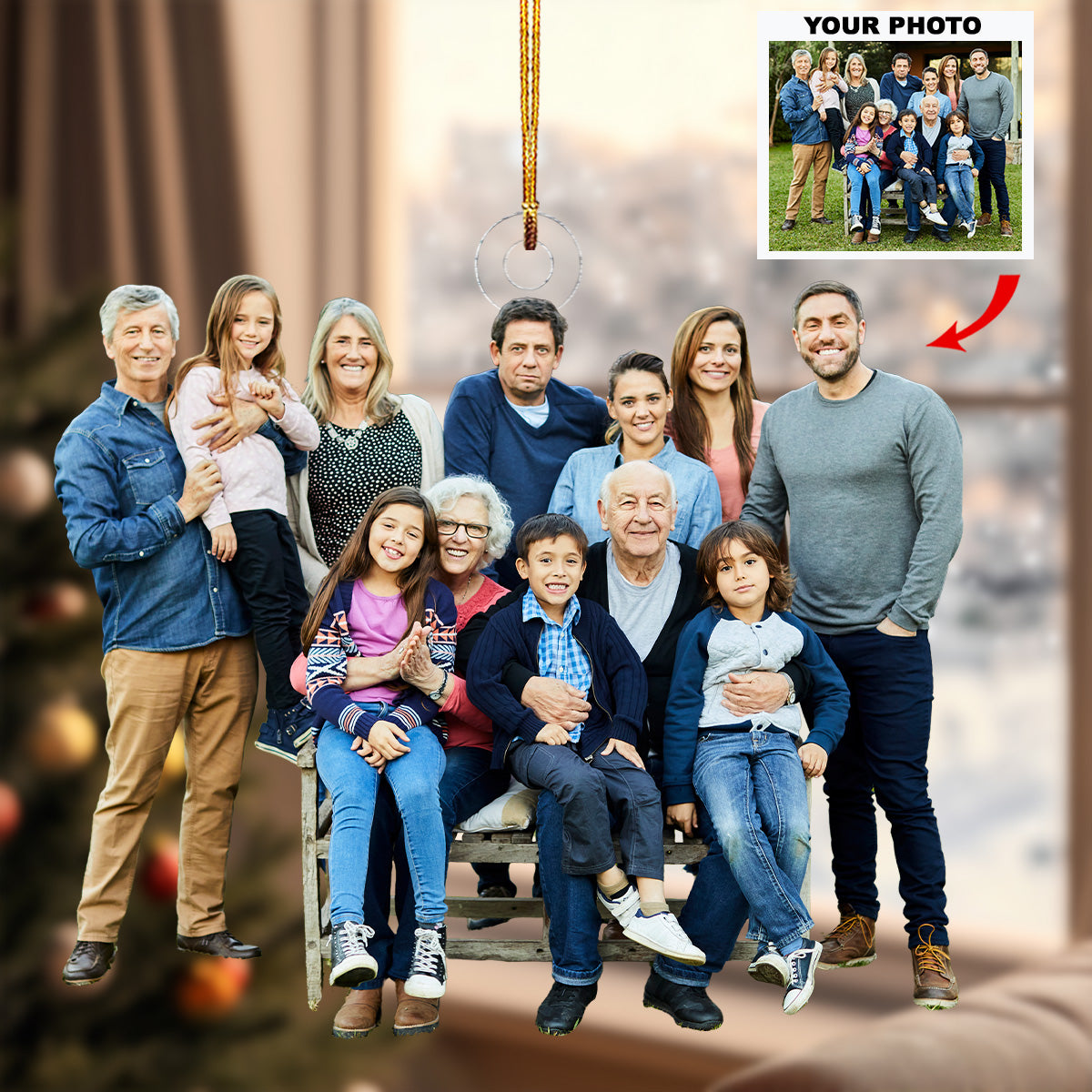 Heritage Moment Personalized Photo Mica Ornament Gift For Family Family Members