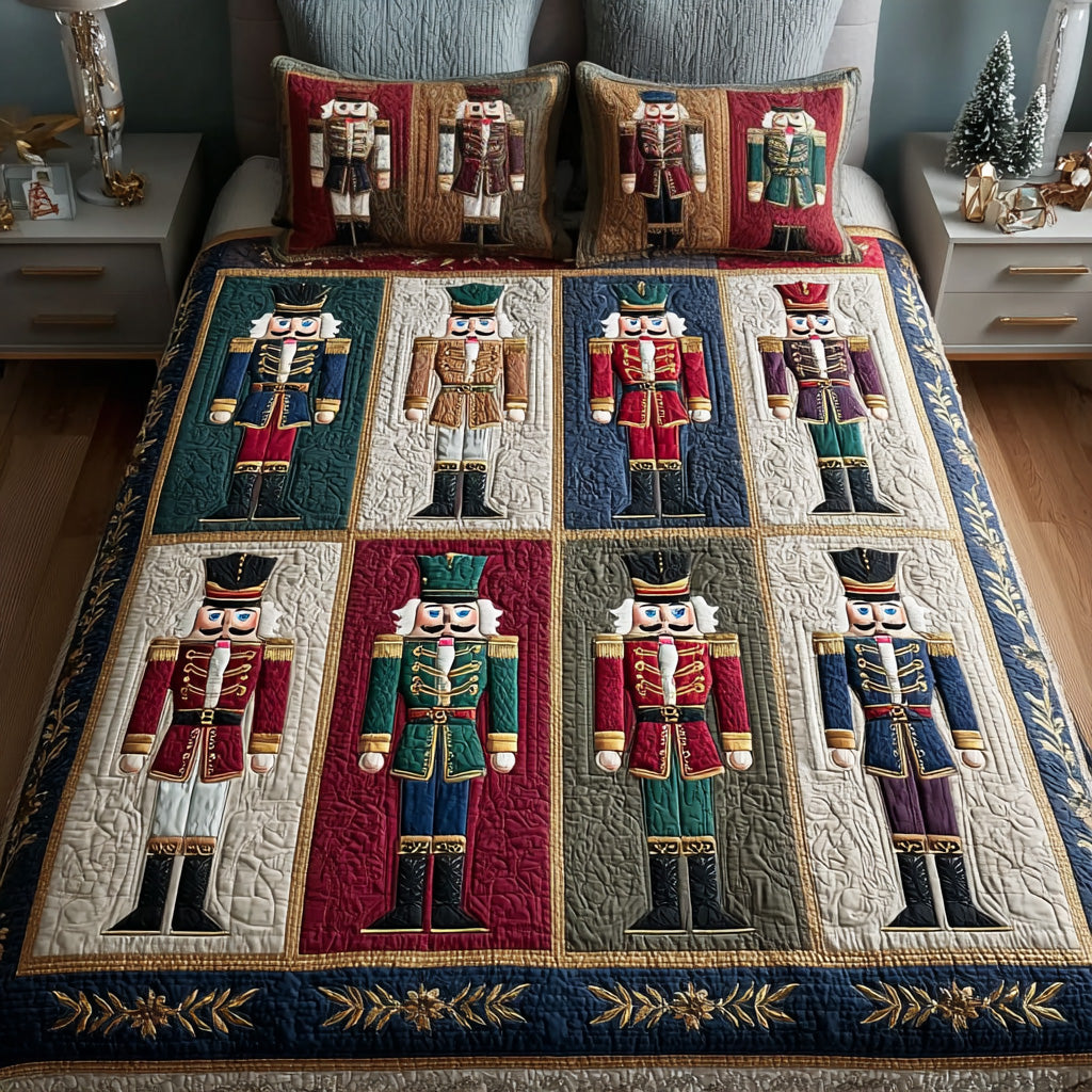 Heritage Nutcracker Quilted Bedding Set Queen Size Quilt Perfect Holiday Gift For Grandpa