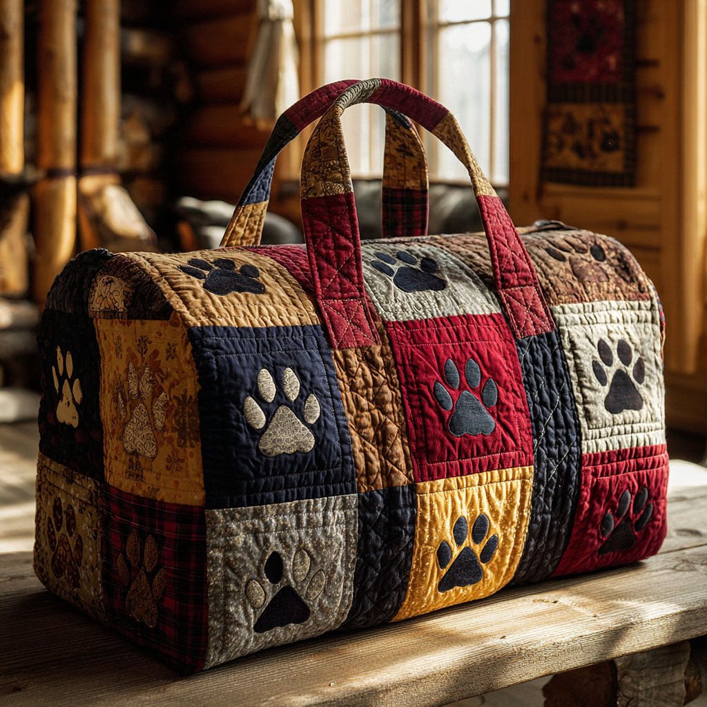 Heritage Paw Quilted Duffle Bag Western Pet Travel Bag Best Gift For Dog Lovers Camping Outdoor Trips Fun