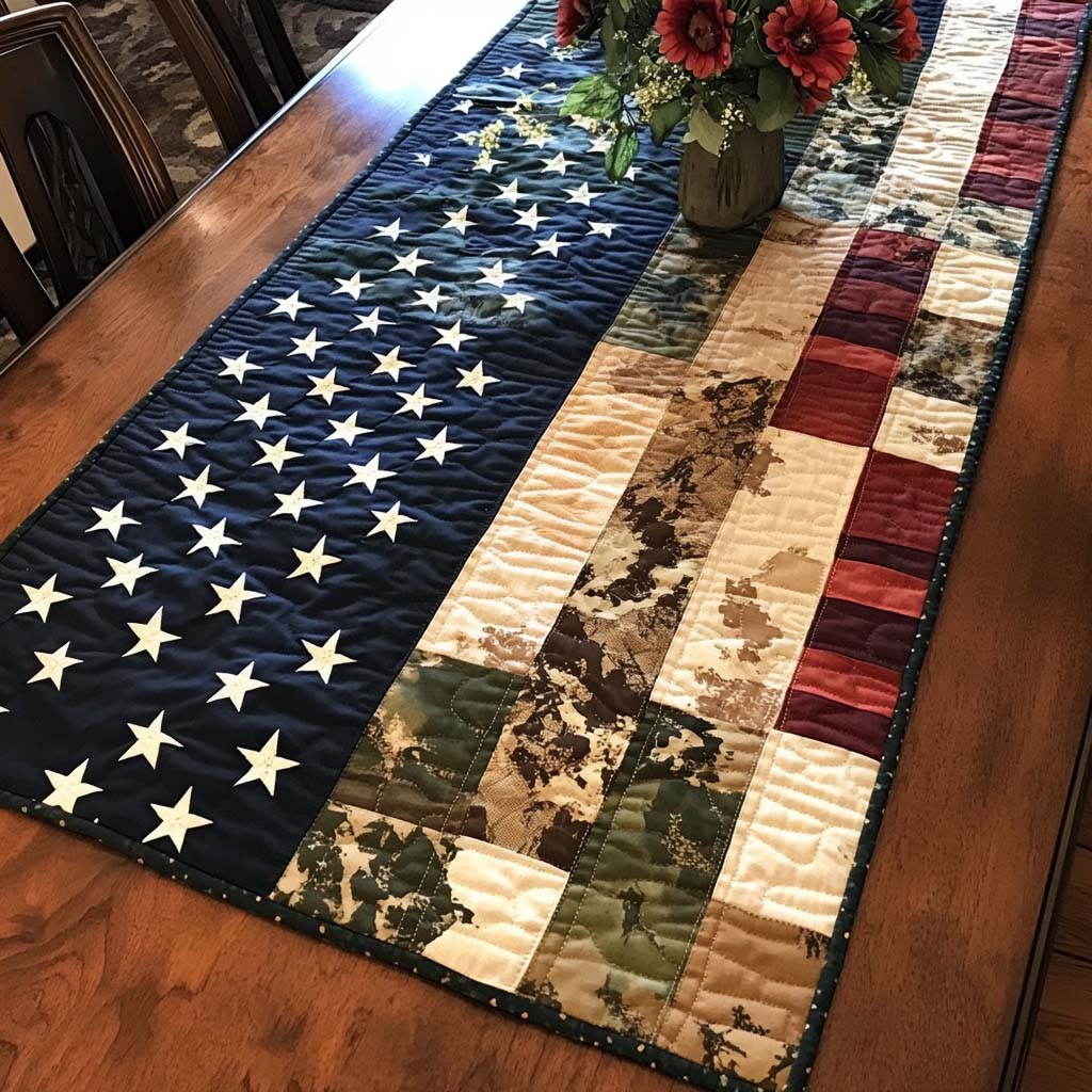 Heritage Stitch Quilted Table Runner Dining Table Decor Ideas Patriotic Gifts For Women