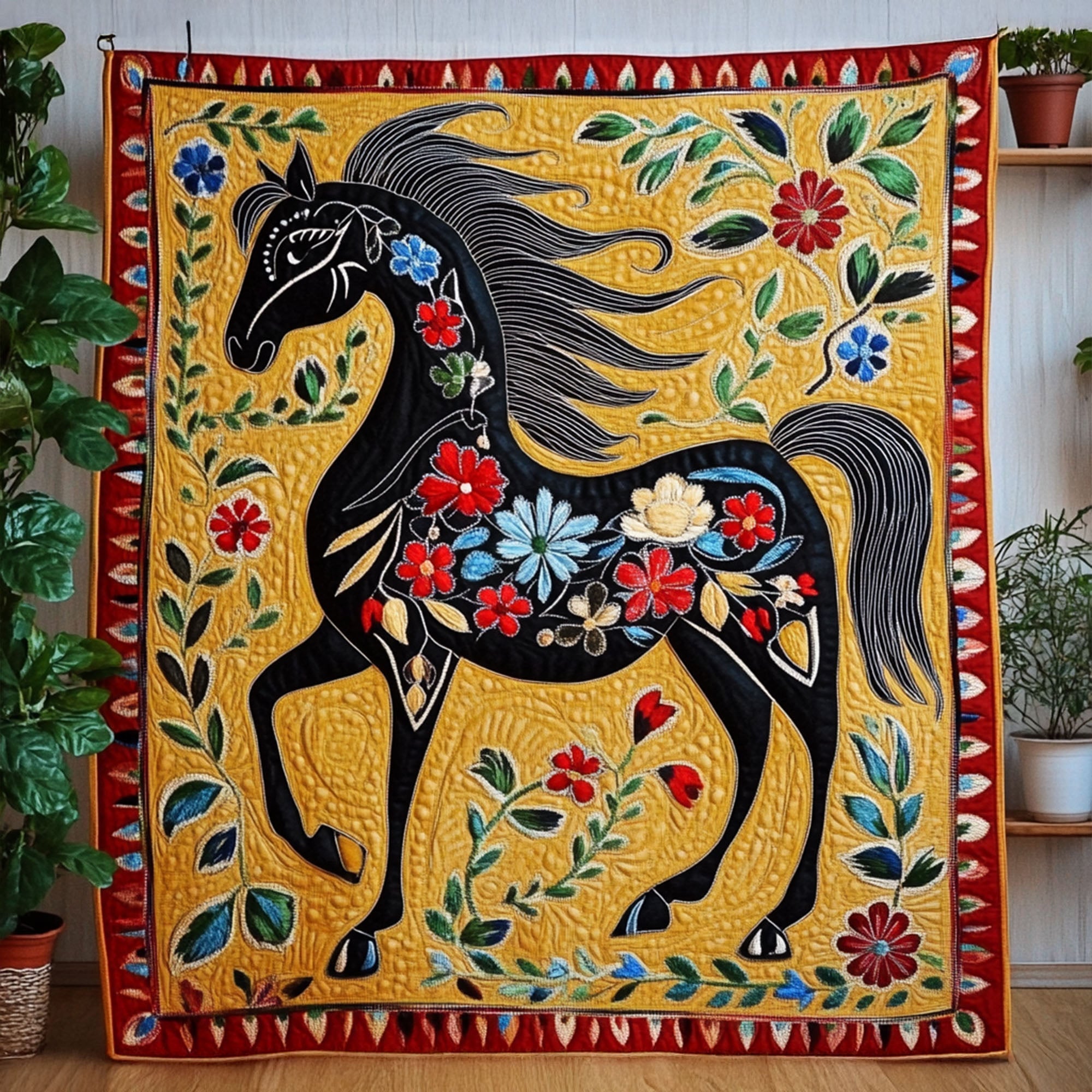 Heritage Stride Quilted Blanket Holiday Throw Blanket Presents For Horse Owners