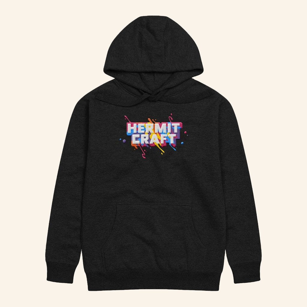 Hermitcraft Merch Paint Splatter Hoodie Black Unique Gift For Boyfriend Hermitcraft Merch Paint Splatter Hoodie Black Unique Gift For Boyfriend