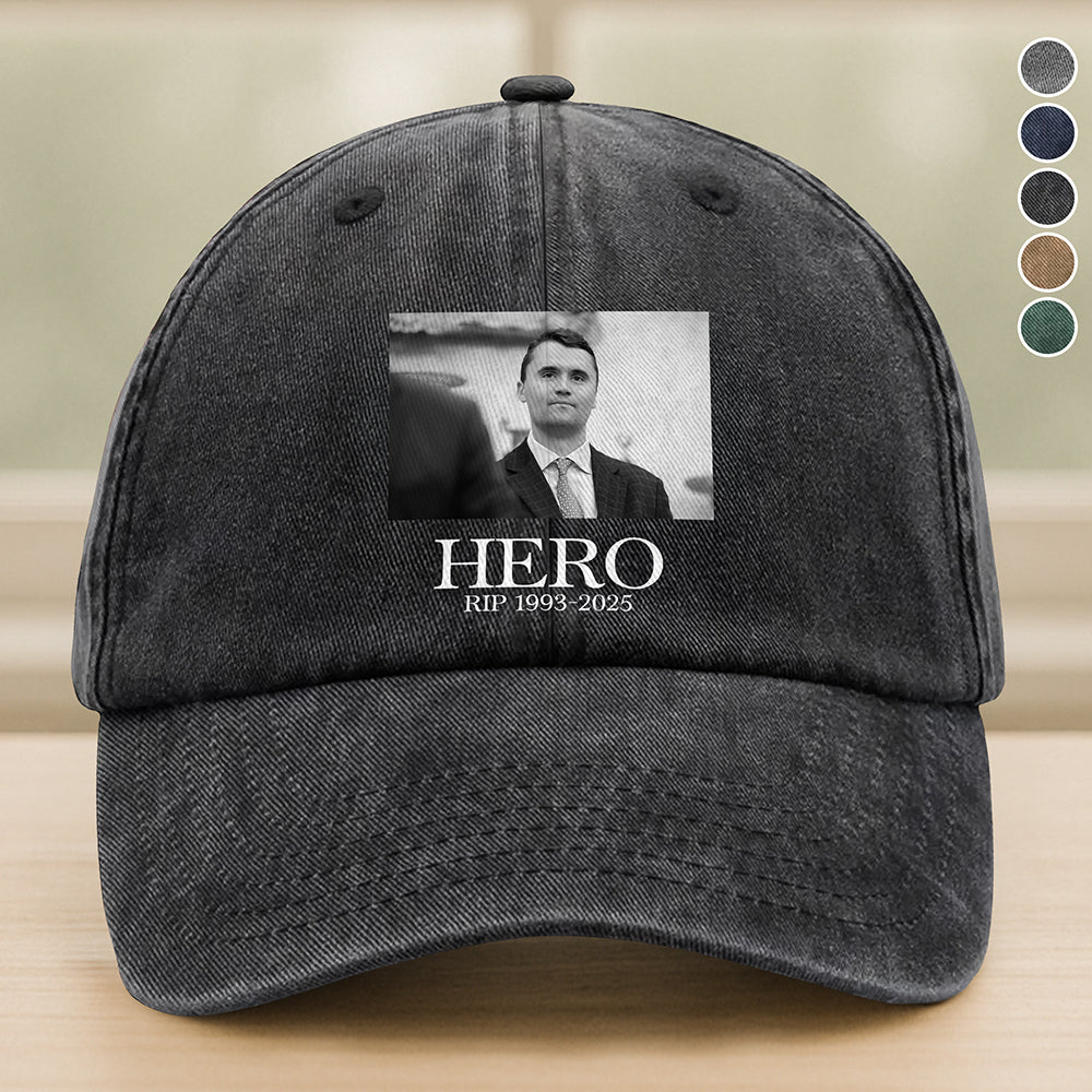 Hero Charlie Kirk American Hero Washed Baseball Cap Gift for Free Speech Supporters