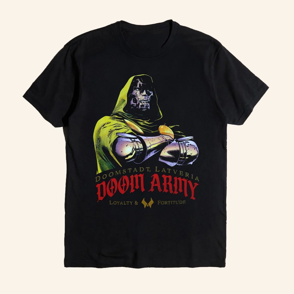 Heroes Villains Merch Marvel Doctor Doom Army Forge T-Shirt Dad Christmas Gifts