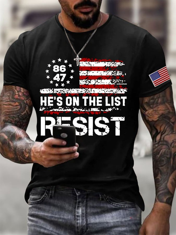 He's On The List T-Shirt 8647 USA Flag Shirt Gifts For Democrats