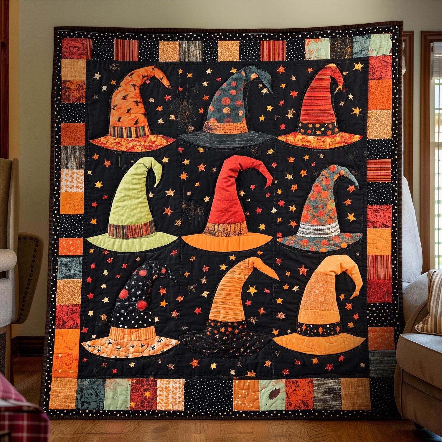 Hexed Hats Quilted Blanket Halloween Anniversary Gifts