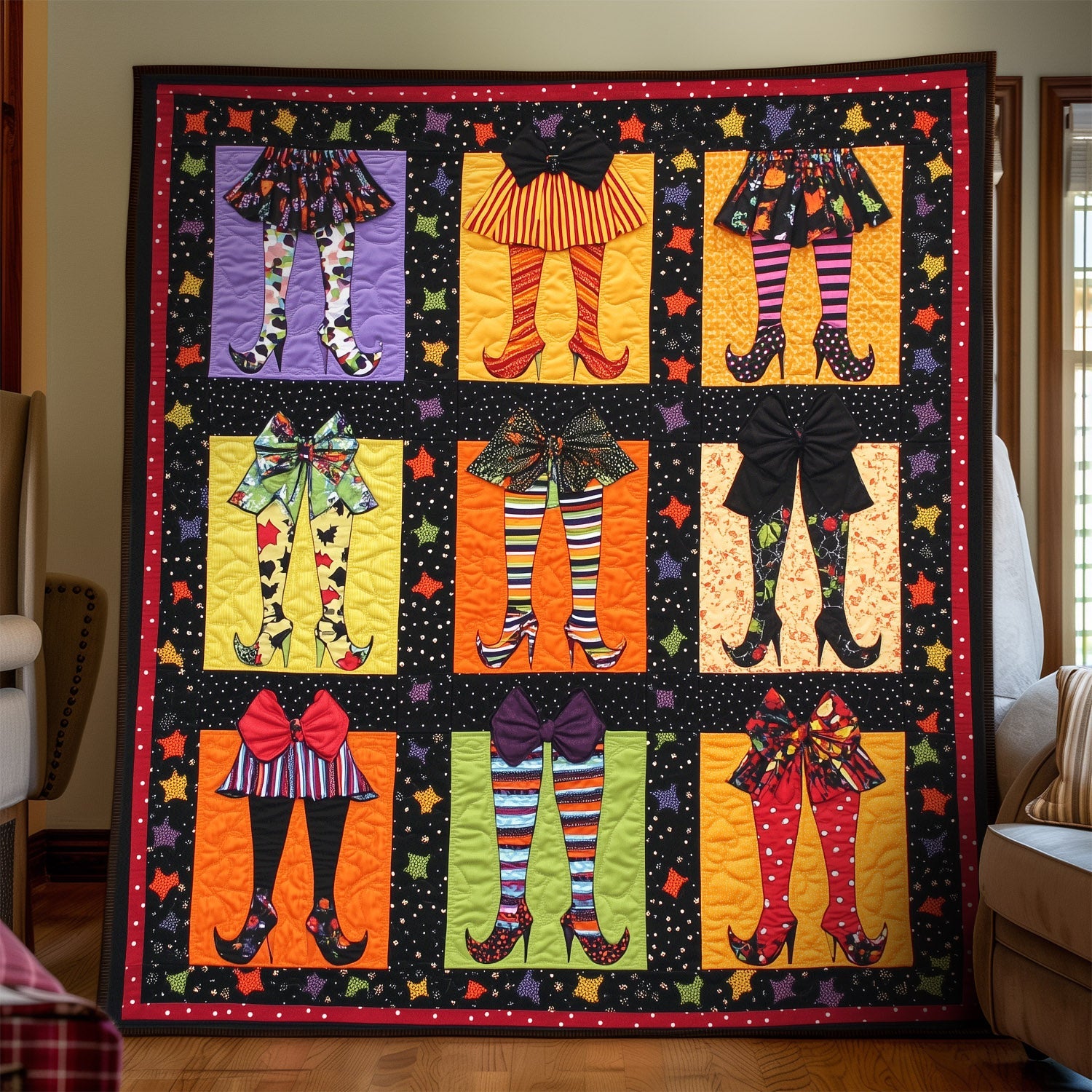 Hexed Heels Quilted Blanket Halloween Anniversary Gifts