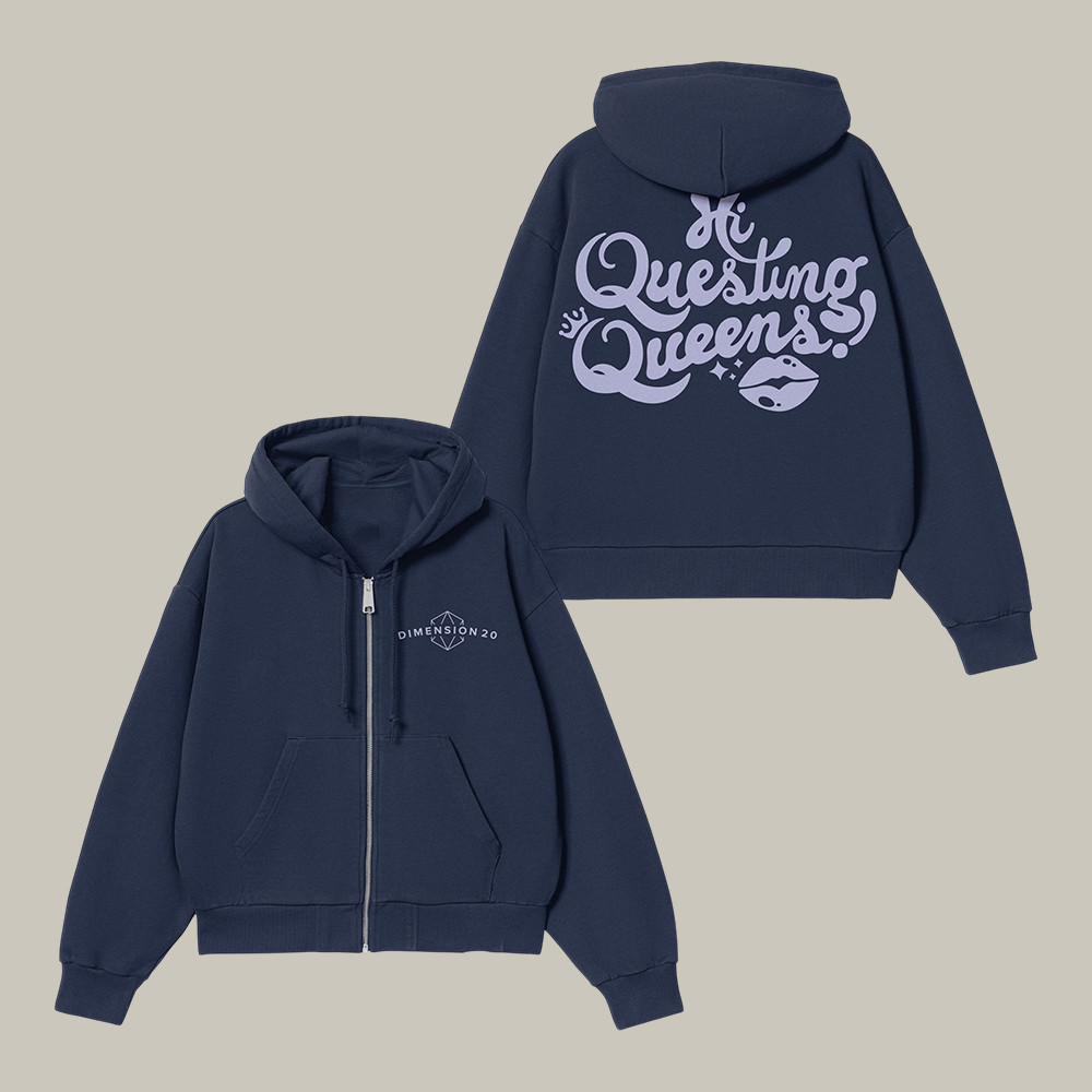 Hi Questing Queens Dimension Logo Zip Hoodie Dimension 20 Apparel Present For Fans