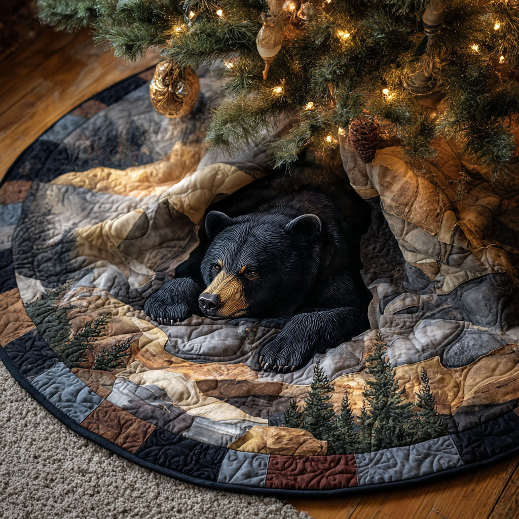 Hibernation Haven Christmas Quilted Tree Skirt Xmas Decorations Unique Nature Lover Gifts