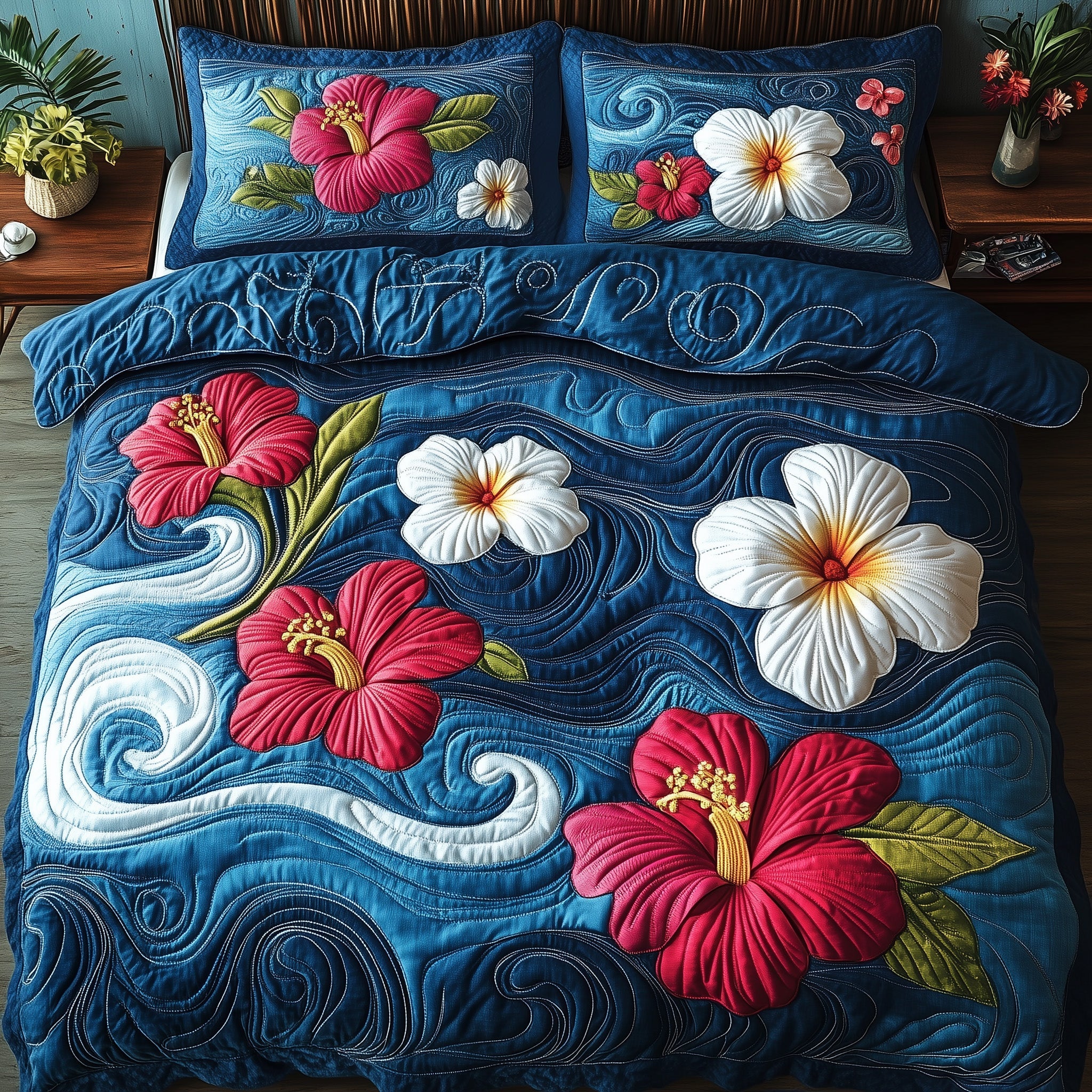 Hibicus Haven Quilted Bedding Set Duvet Cover Merchandise Best Christmas Presents For Sister In Law