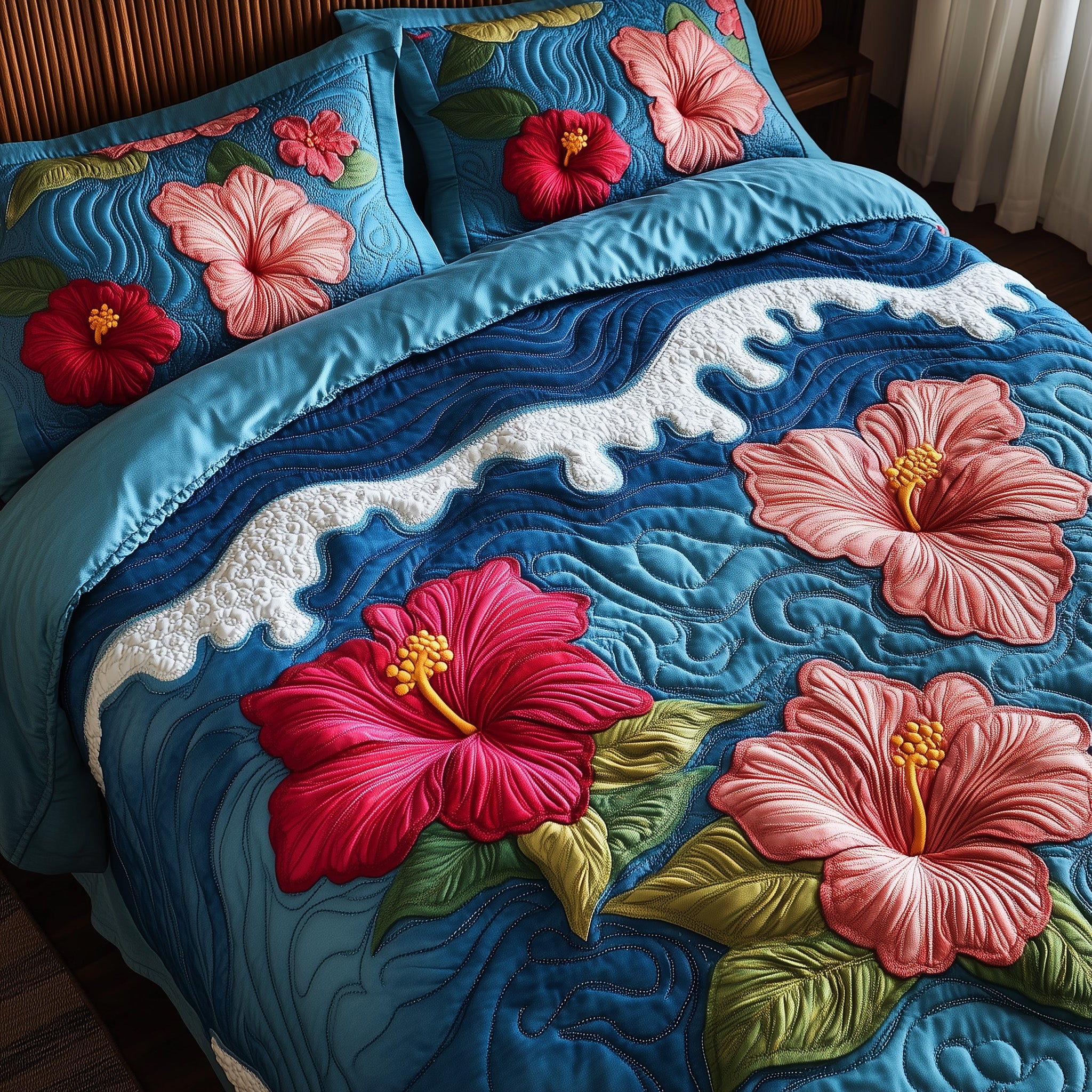 Hibicus Haven Quilted Bedding Set Duvet Cover Merchandise Christmas Family Basket Ideas