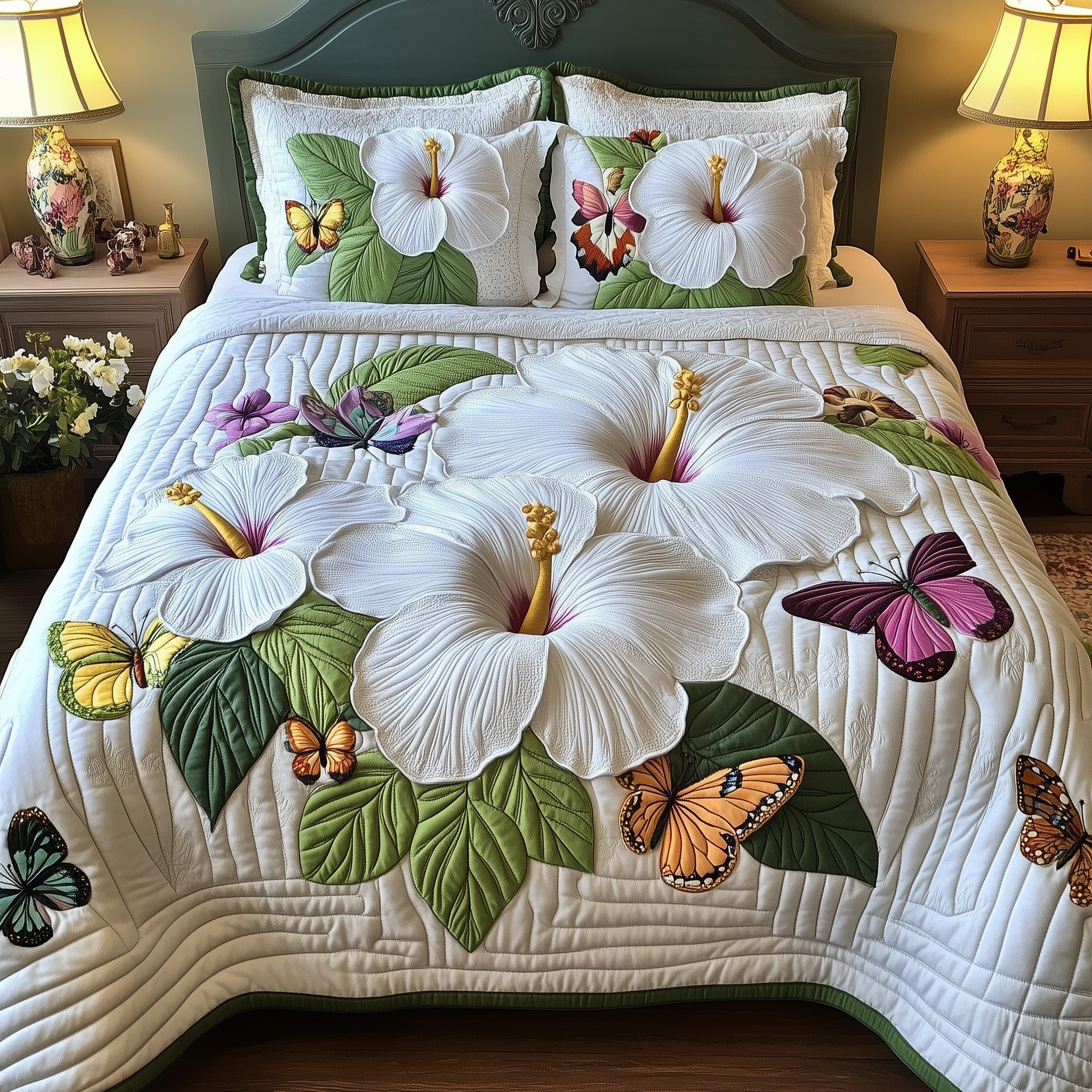 Hibicus Haven Quilted Bedding Set Duvet Cover Merchandise Christmas Present Ideas For Grandchildren