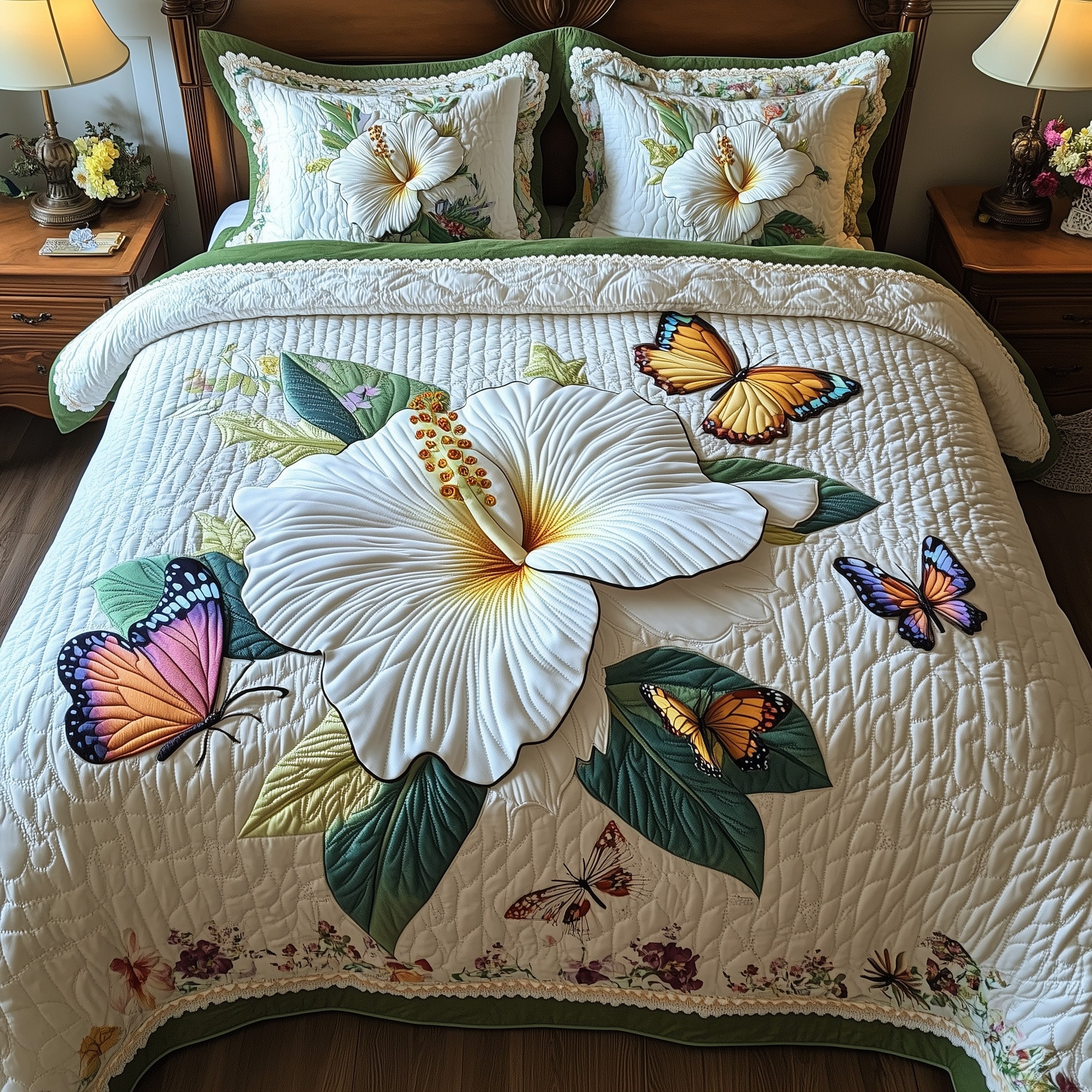 Hibicus Haven Quilted Bedding Set Duvet Cover Merchandise Christmas Presents For Grandchildren