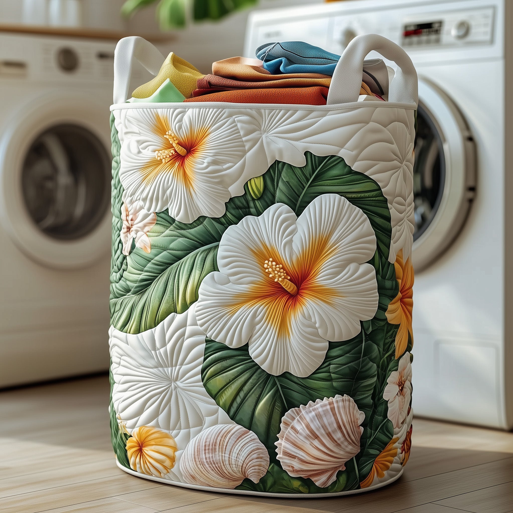 Hibiscus Blossom Quilted Laundry Basket Flower Arrangement Ideas