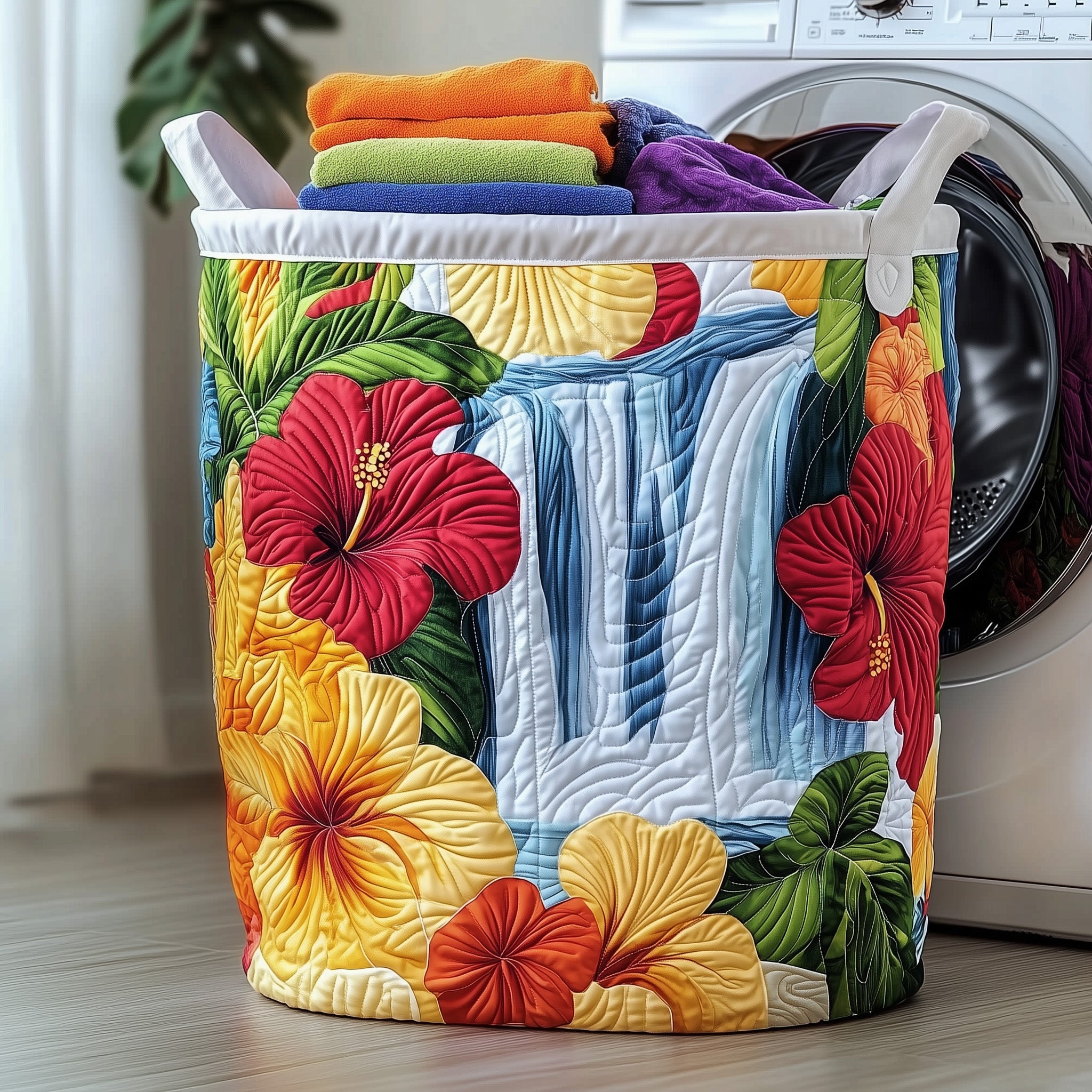 Hibiscus Blossom Quilted Laundry Basket Gifts For The Flower Lover