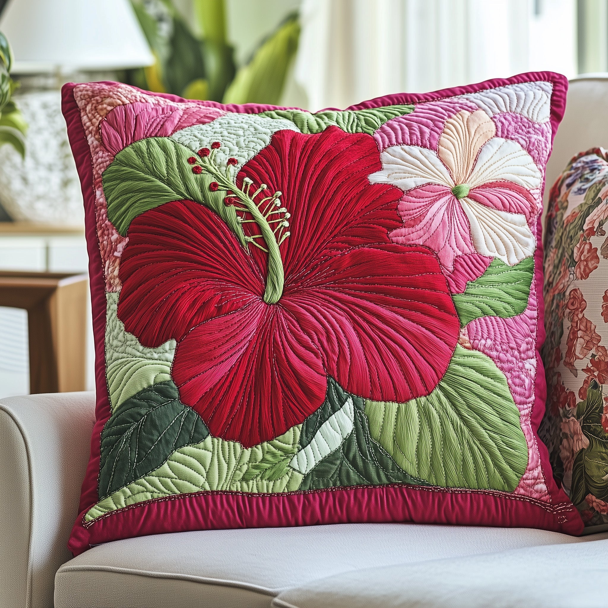 Hibiscus Charm Quilted Pillow Case Decorative Pillow Cover MerchChristmas Ideas For Grandma