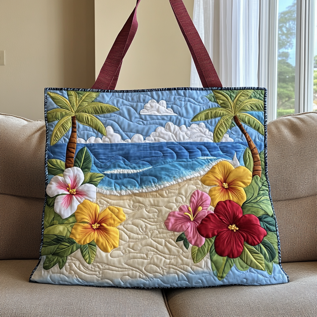 Hibiscus Coast Quilted Tote Bag Beach Housewarming Gifts