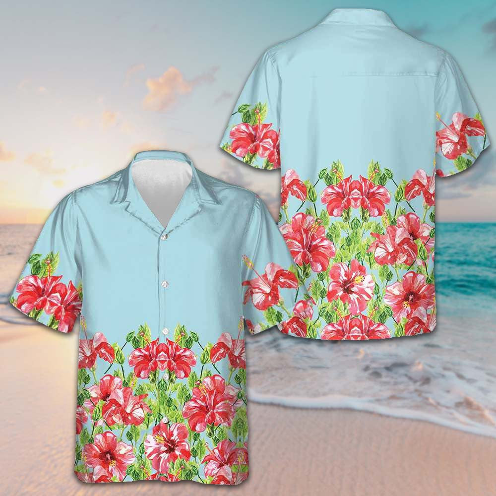 Hibiscus Flower Hawaiian Shirt Men's Button Down Shirts For Summer Gifts For Guys Hibiscus Flower Hawaiian Shirt Men's Button Down Shirts For Summer Gifts For Guys
