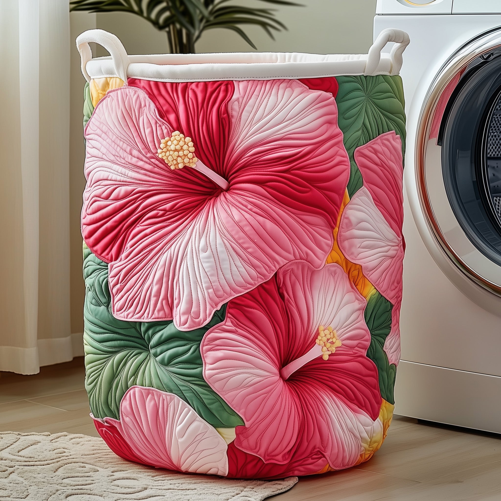 Hibiscus Glow Quilted Laundry Basket Sunflower Gifts For Women
