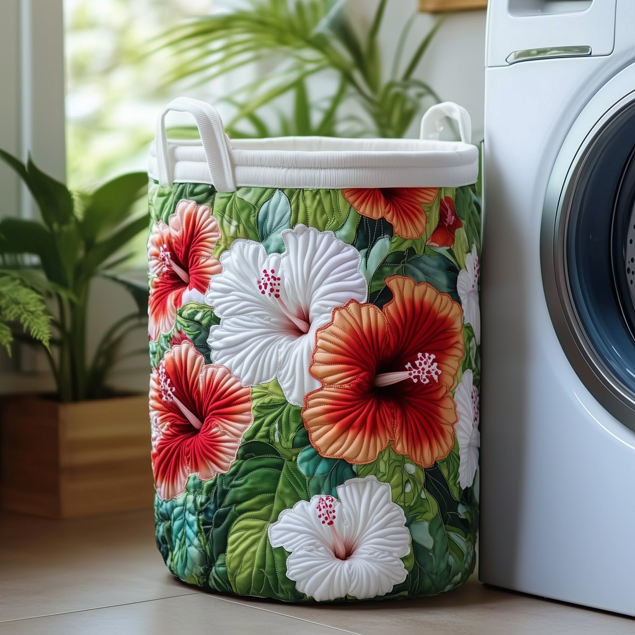 Hibiscus Glow Quilted Laundry Basket Sunflower Theme Gifts