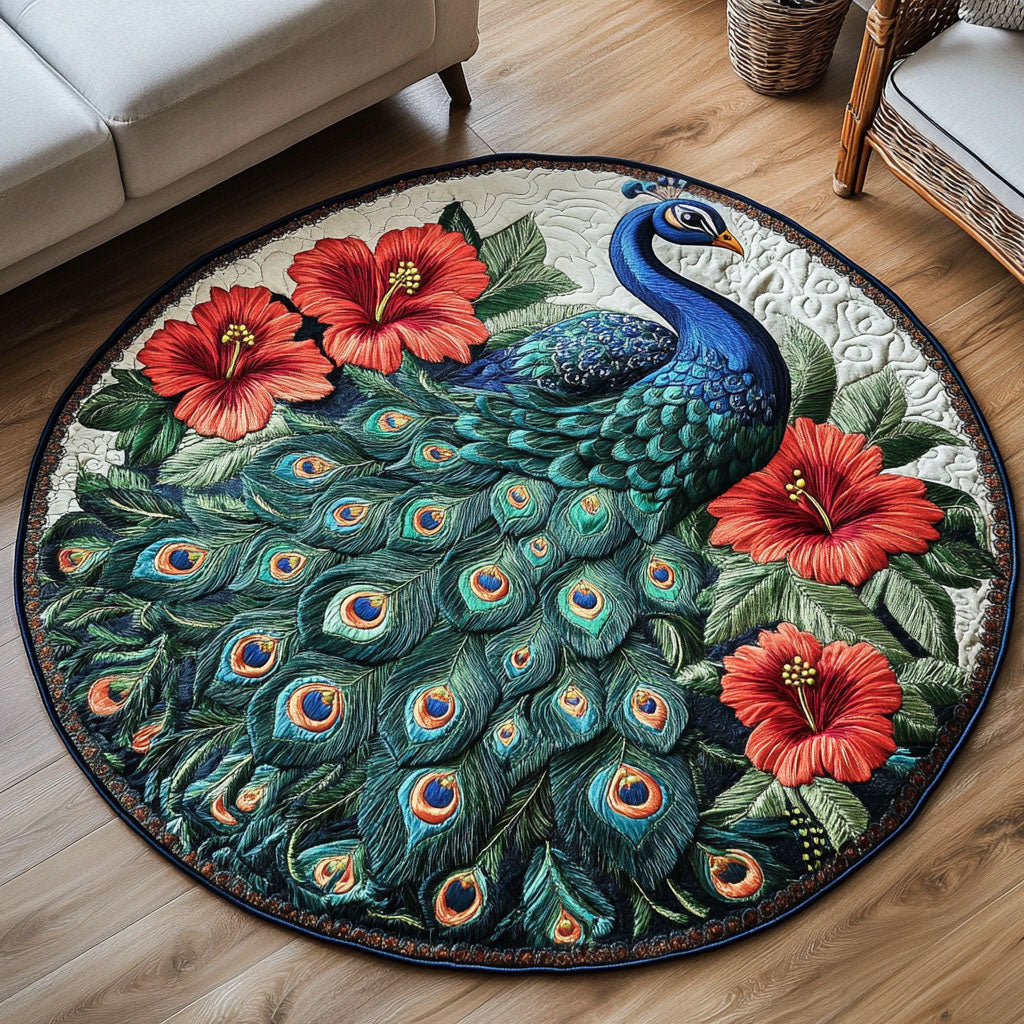 Hibiscus Harmony Quilted Round Mat Entrance Way Ideas Christmas Presents For 15 Year Olds