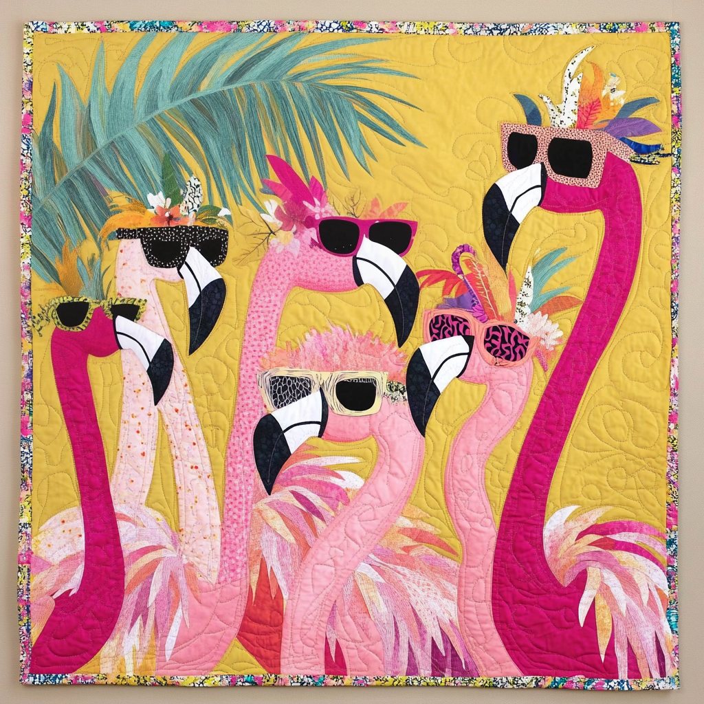 Hibiscus Haven Quilted Blanket Flamingo Gifts For Ladies