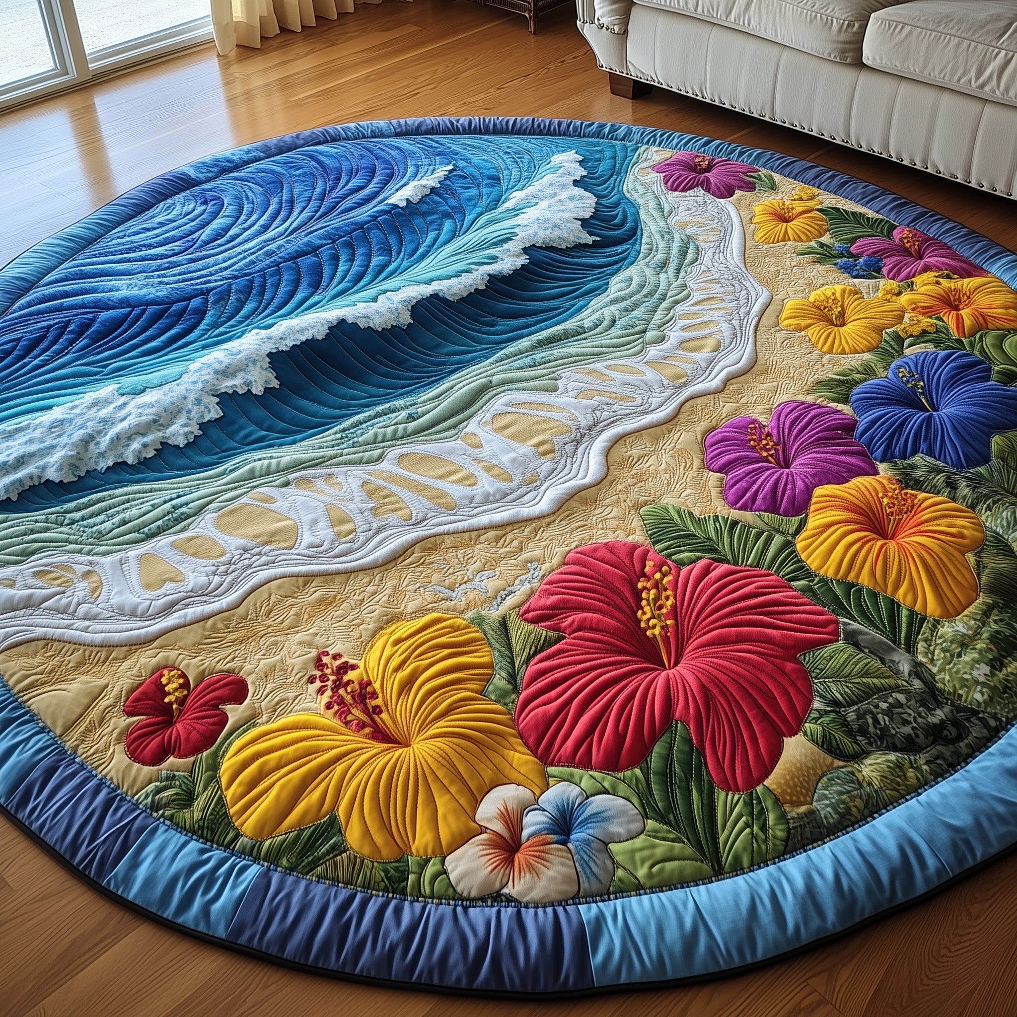 Hibiscus Shoreline Quilted Round Mat Gftotp8157 Halloween Gift