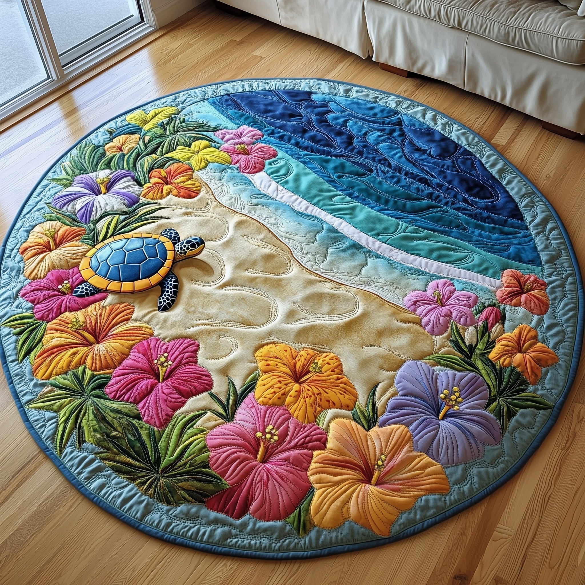 Hibiscus Shoreline Quilted Round Mat Gftotp8159 Gift For Him