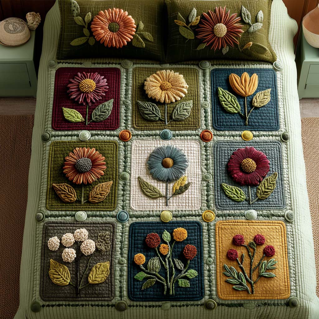 Hidden Garden Quilted Bedding Set Bed Decorations Presents For Flower Lovers