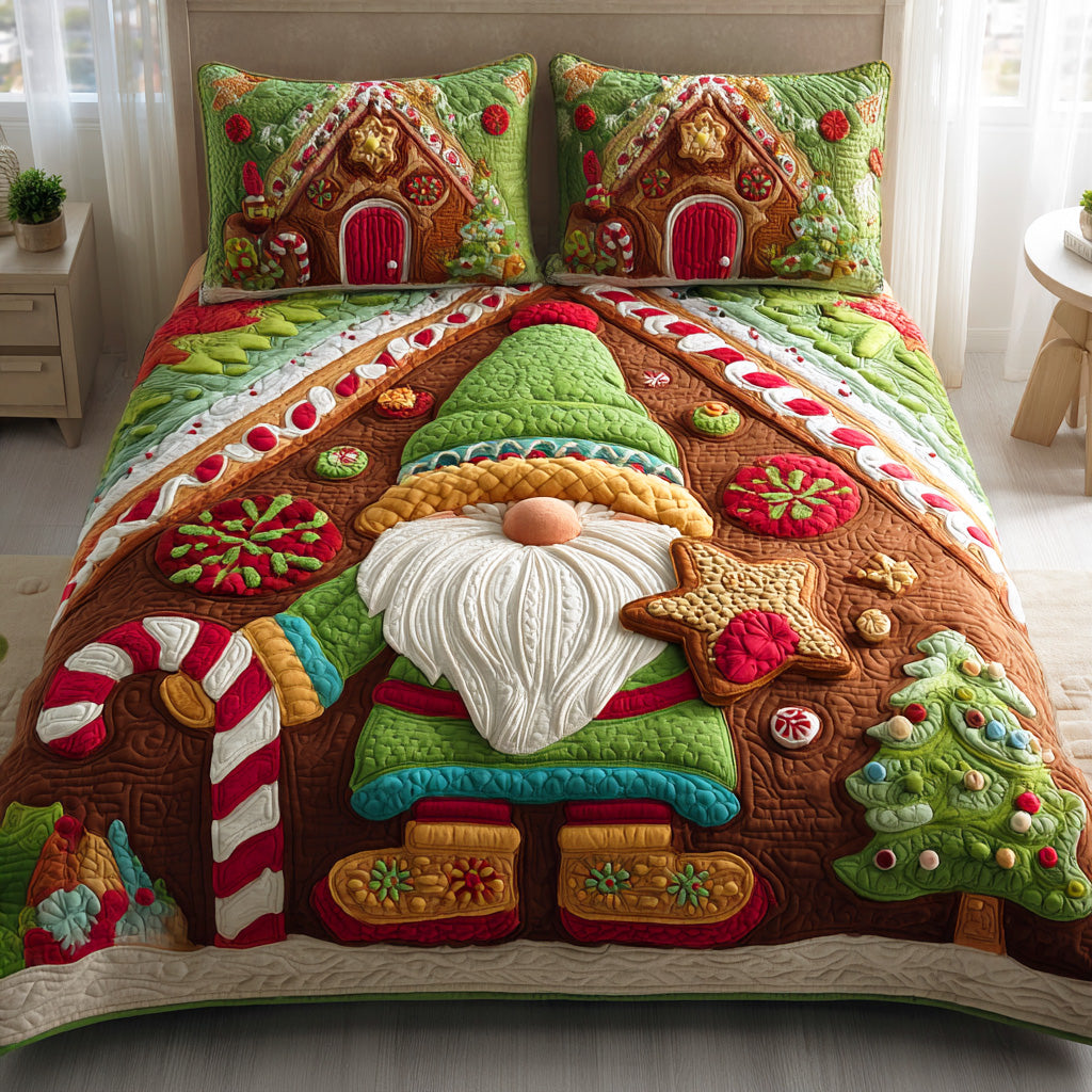 Hidden Gnome Hollow Quilted Bedding Set Holiday Duvet Covers Christmas Gift Ideas For Mom