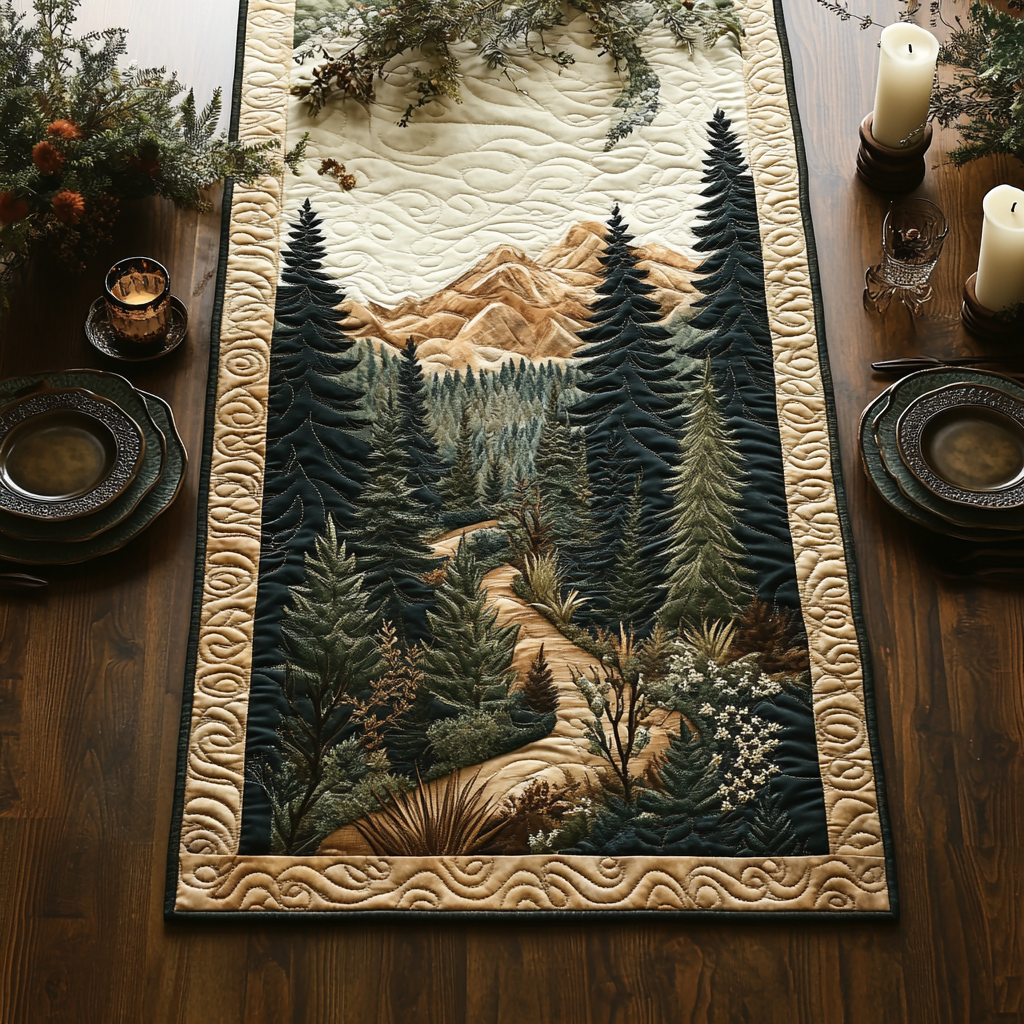 Hidden Grove Quilted Table Runner Dining Decor Best Gifts For Nature Lovers