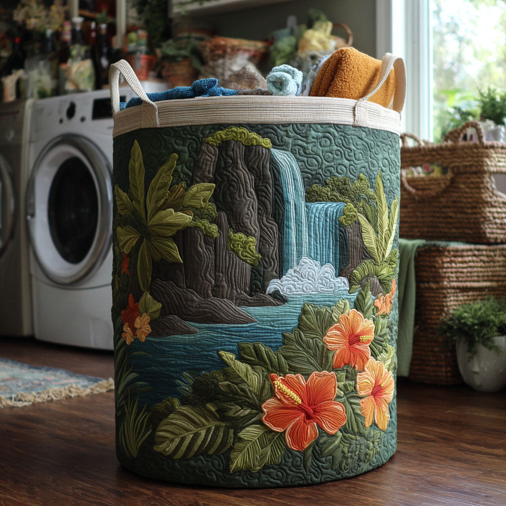 Hidden Lagoon Quilted Laundry Basket Soft Quilted Laundry Basket for Daily Home Use