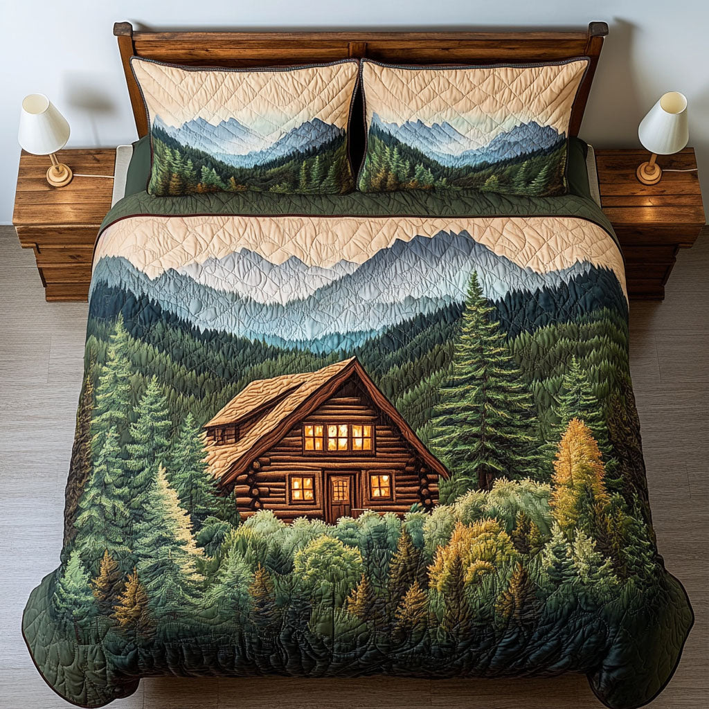Hidden Mountain Lodge Quilted Bedding Set Bedroom Decor Presents For Wildlife Lovers