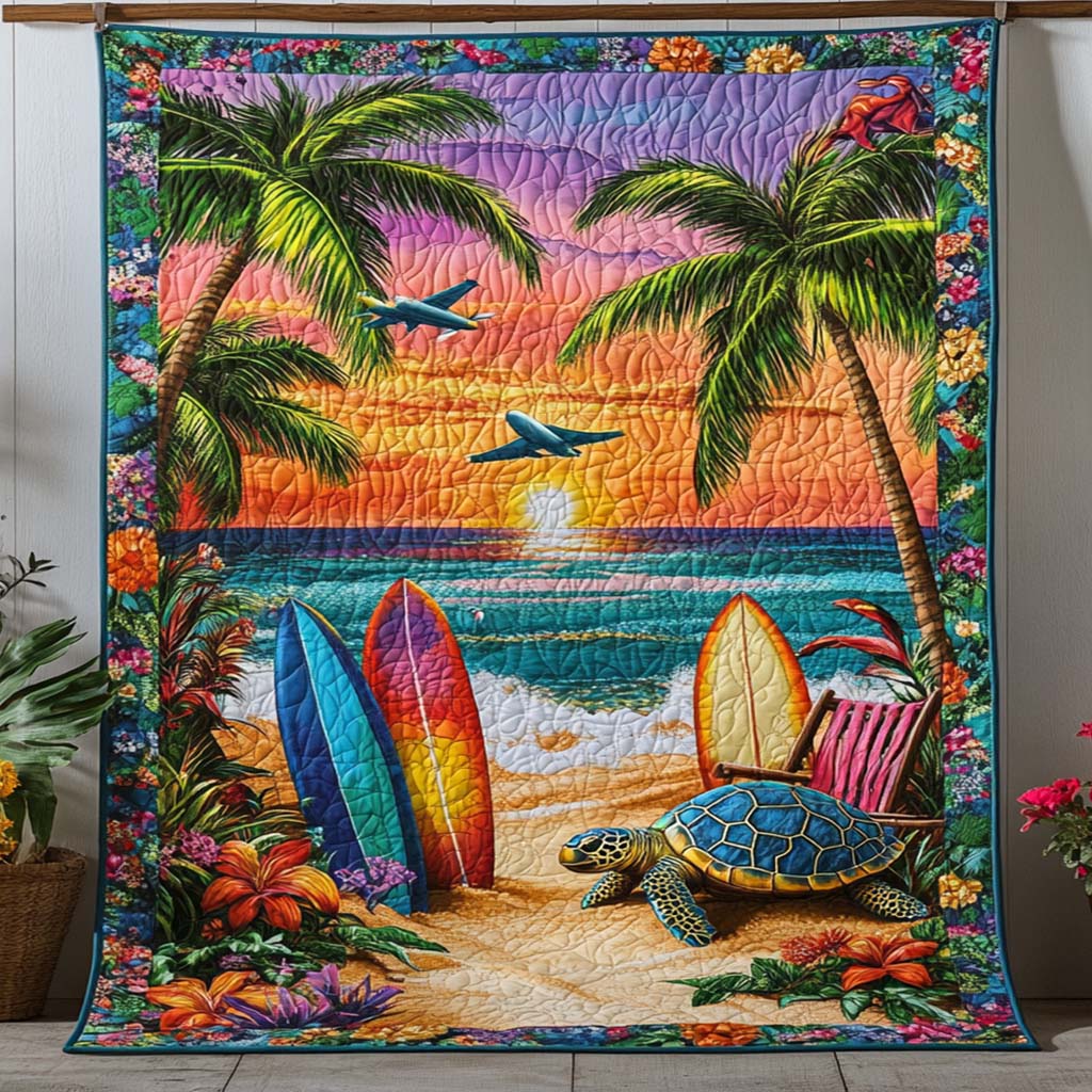 Hidden Turtle Haven Quilted Blanket Holiday Throw Blanket Fishing Related Gifts