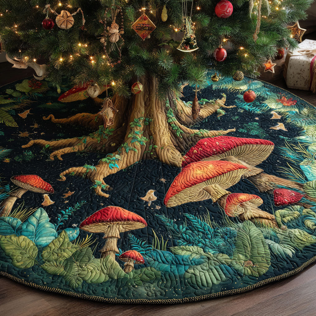 Hidden Woodland Retreat Christmas Quilted Tree Skirt Xmas Tree Skirt Holiday Gifts