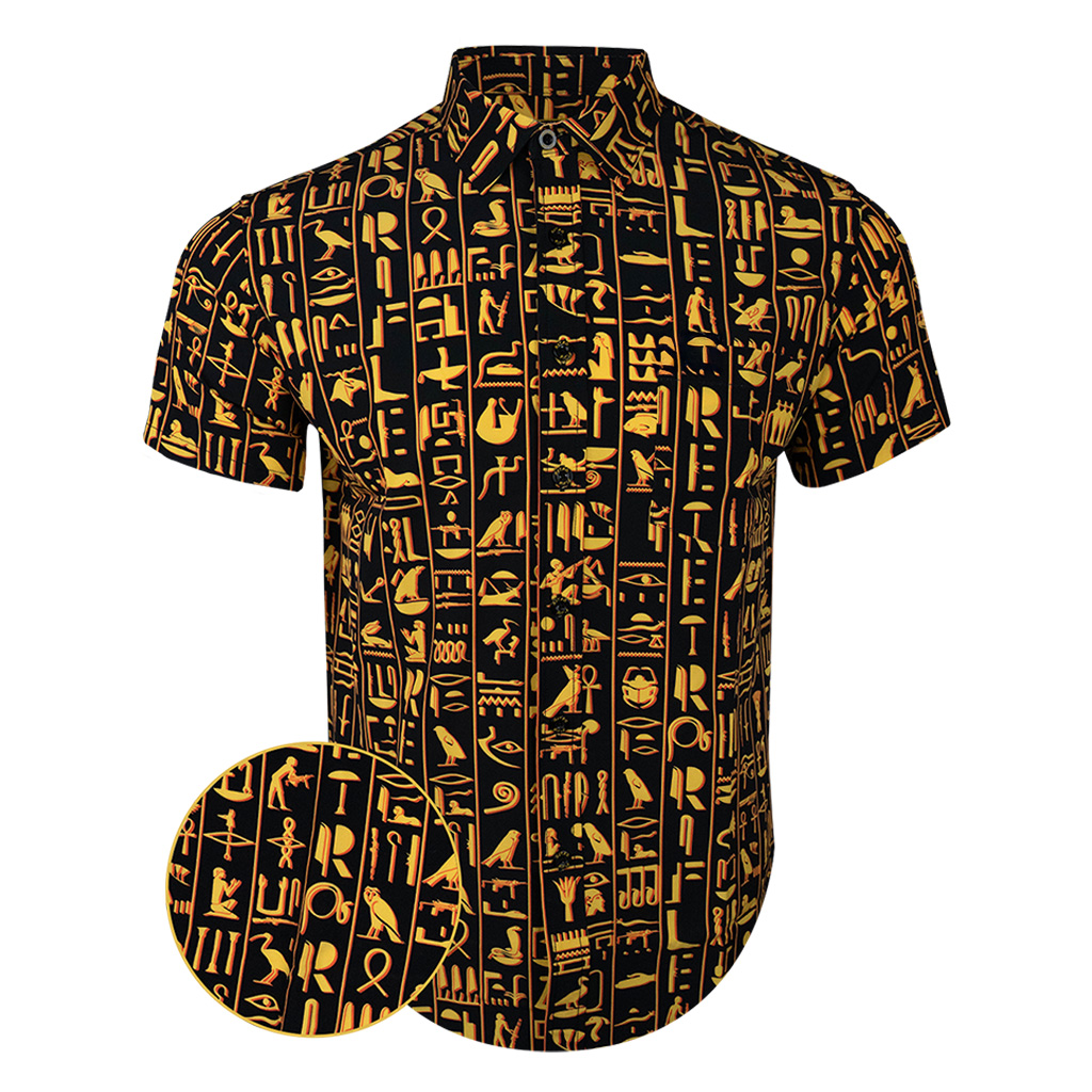Hieroglyphic Button Down Shirt Tactical Hawaiian Shirt Birthday Presents For Boyfriend