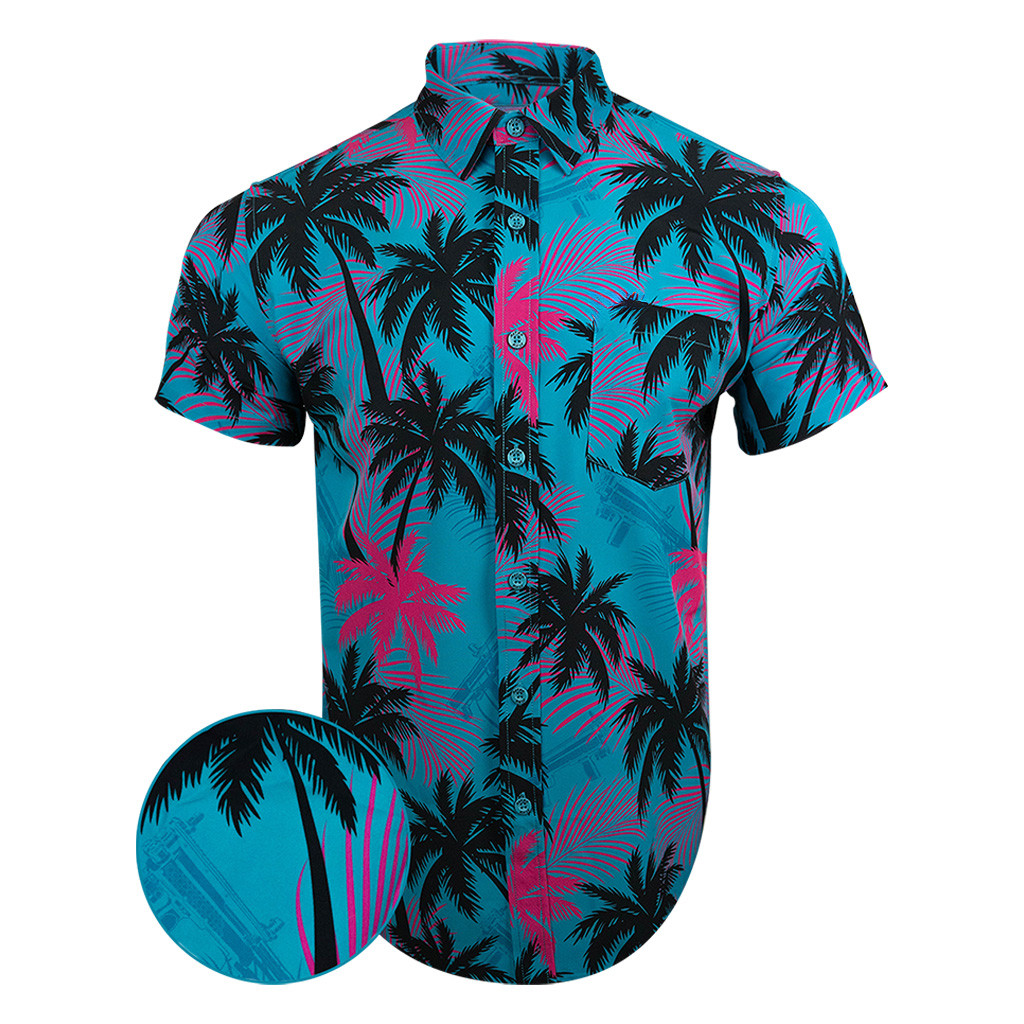 High Crown Blue Black Button Down Shirt Tactical Aloha Shirt Great Gifts For Dad