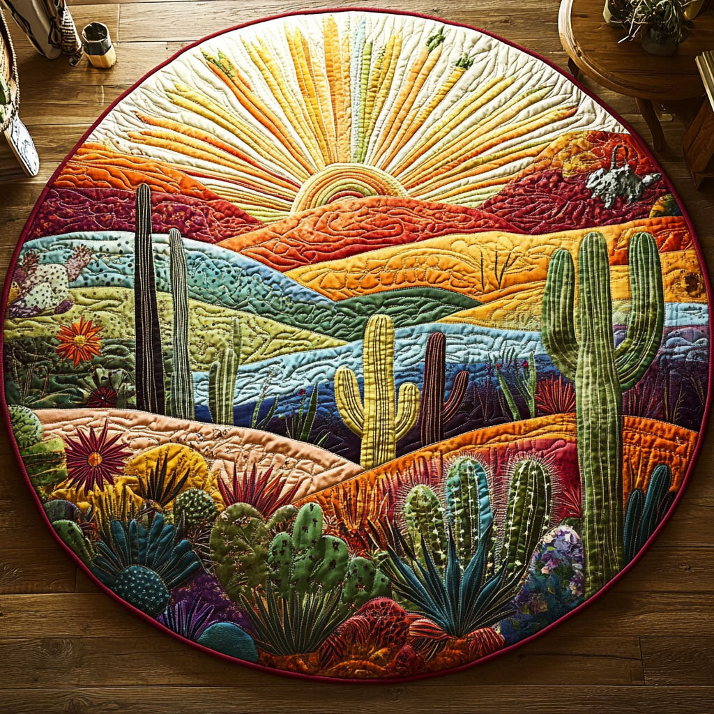 High Desert Beauty Quilted Round Mat Home Front Door Design Gifts For Flower Enthusiasts