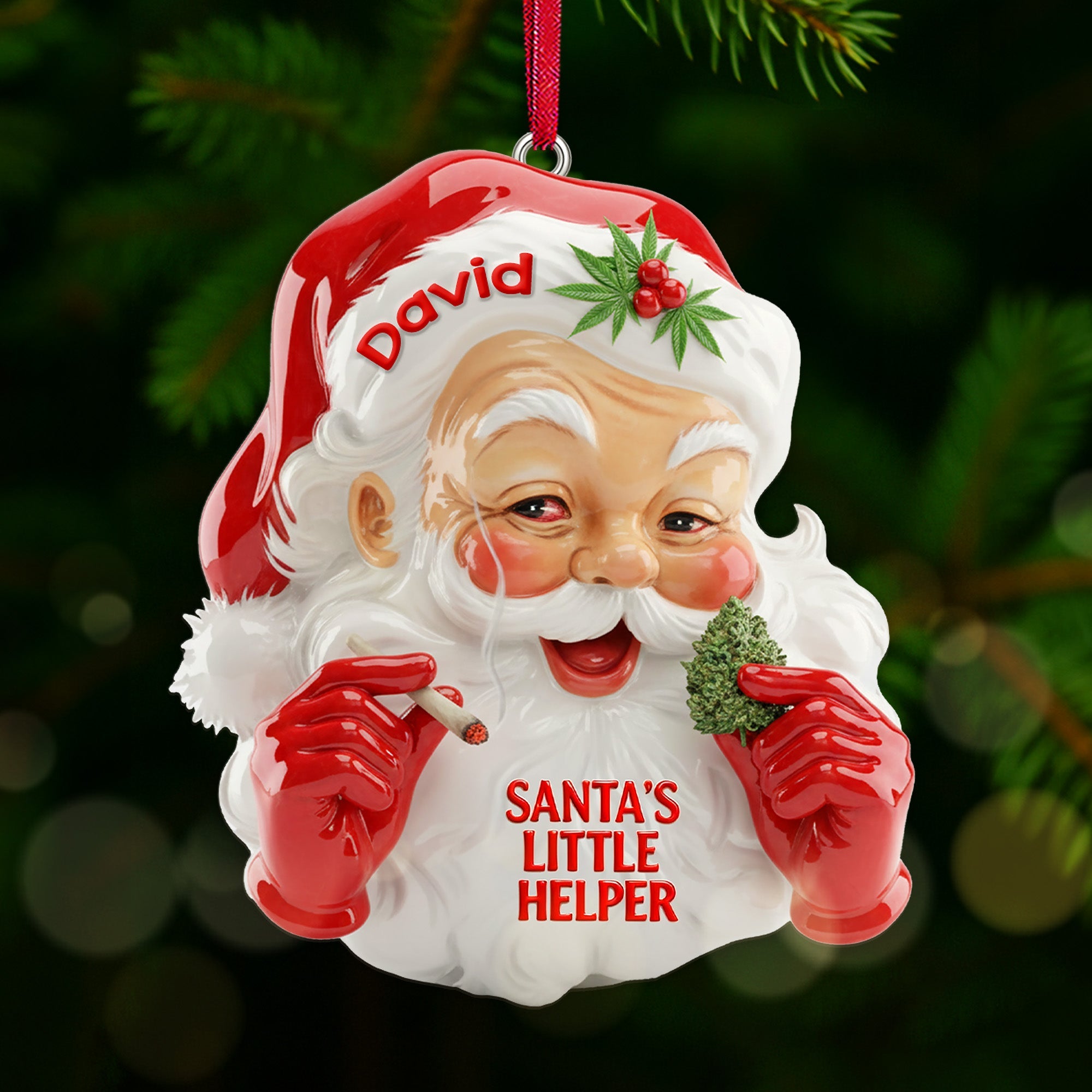 High Santa's Little Helpers Acrylic Ornament, Personalized Gifts For Smokers - Funny Christmas Ornament Gift High Santa's Little Helpers Acrylic Ornament, Personalized Gifts For Smokers - Funny Christmas Ornament Gift