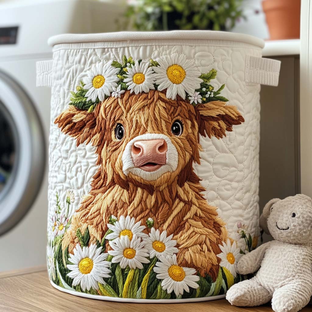 Highland Bloom Quilted Laundry Basket Merch For Home And Living