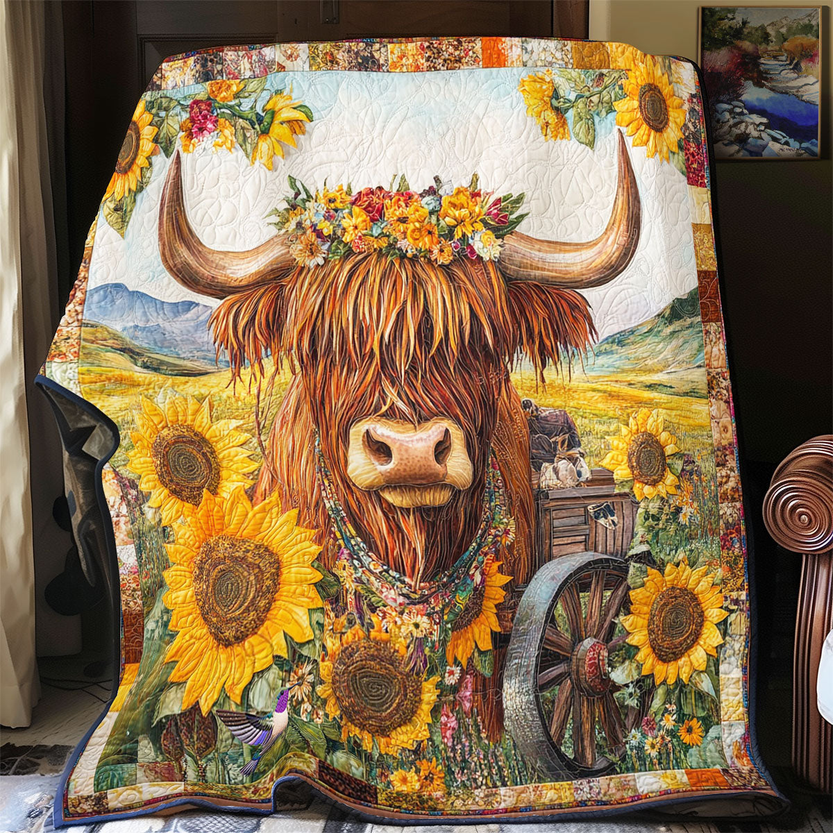 Highland Bull Quilt Blanket Christmas Blanket Birthday Gifts For Daughter From Dad
