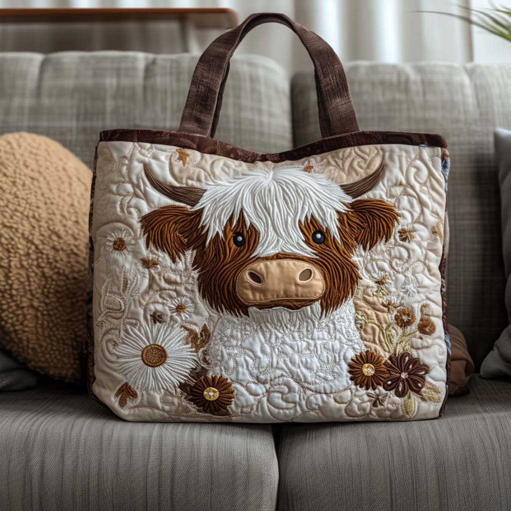 Highland Calm Quilted Tote Bag Cow Themed Stuff