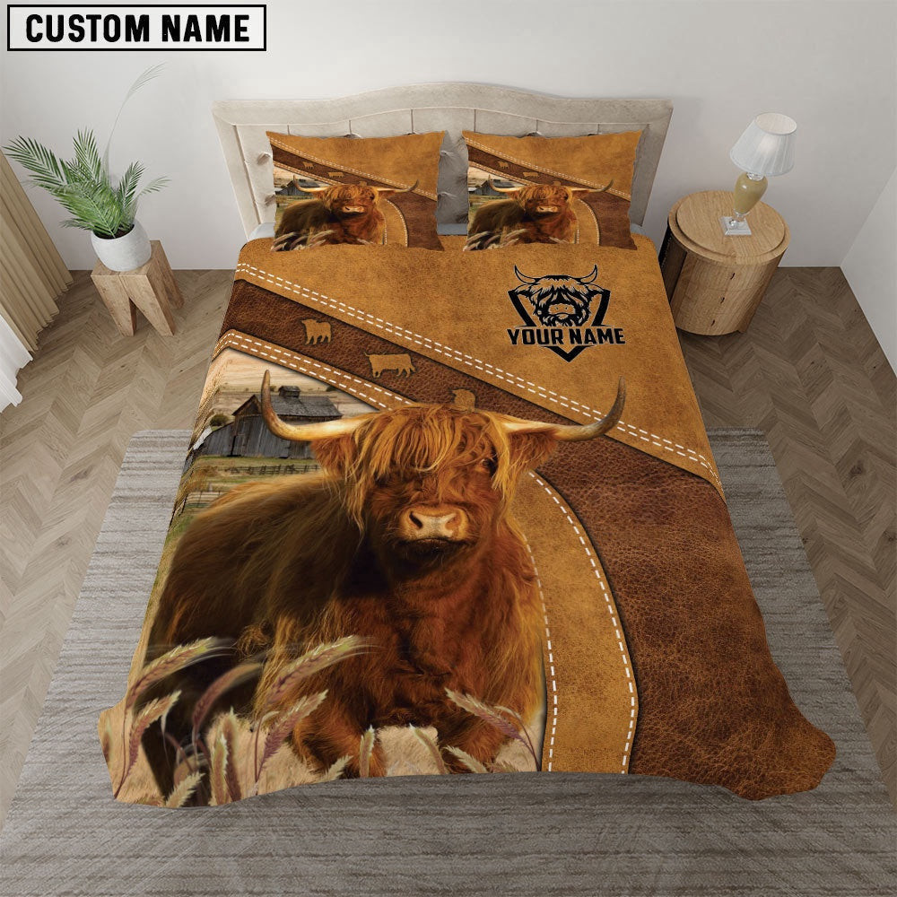 Highland Cattle Customized Bedding Set Anniversary Gifts For Couples