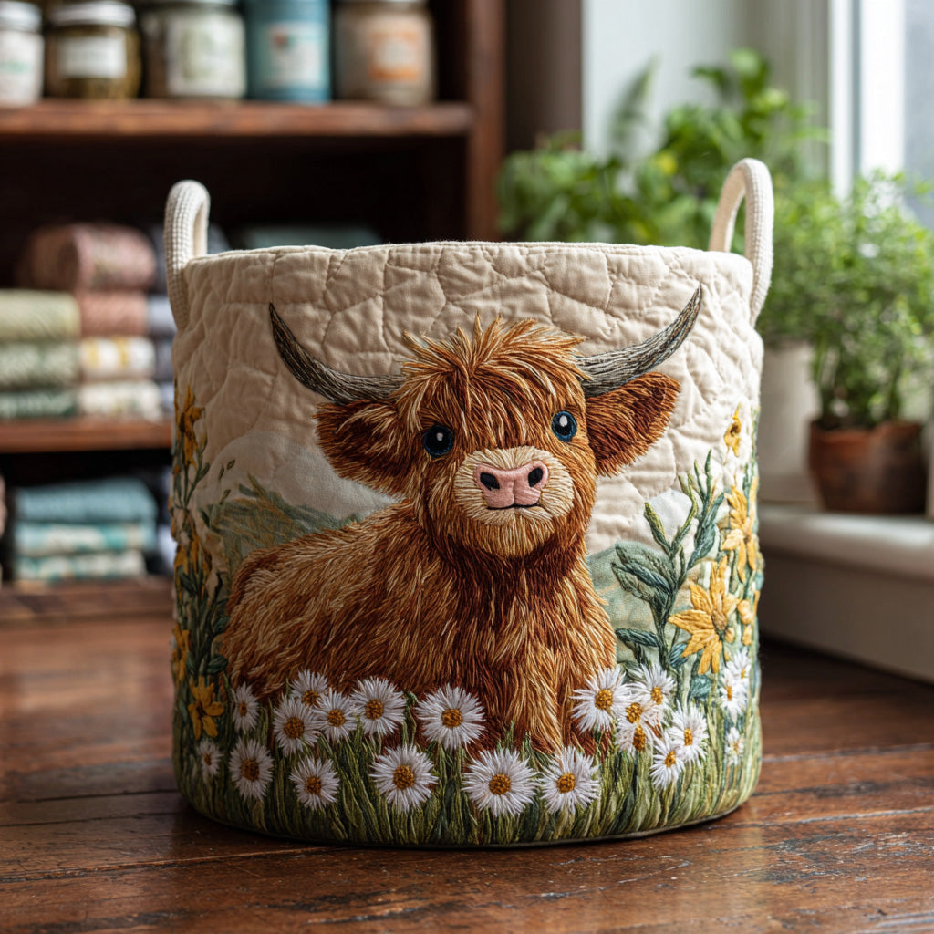 Highland Charm Quilted Laundry Basket Mother's Day Merch Gift