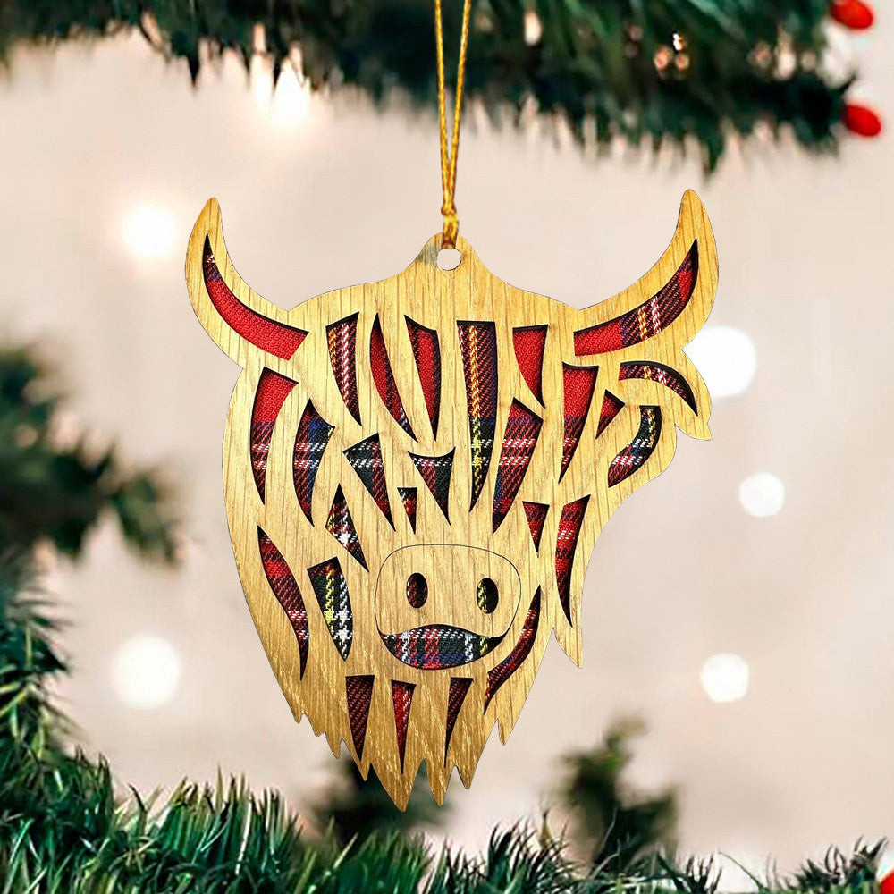 Highland Cow 2 Layered Wooden Ornament Merry Christmas Highland Cow Ornament Highland Cow 2 Layered Wooden Ornament Merry Christmas Highland Cow Ornament