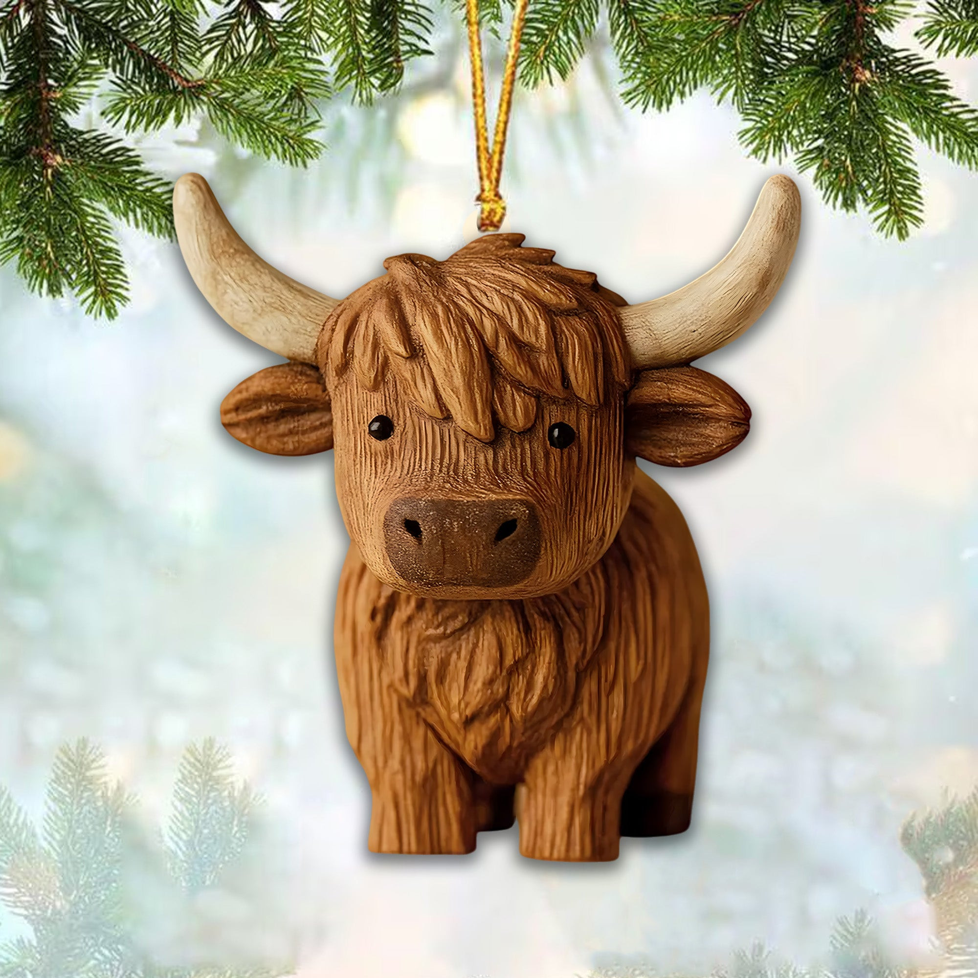 Highland Cow Acrylic Christmas Ornament Christmas Decor Highland Cow Lover Gift