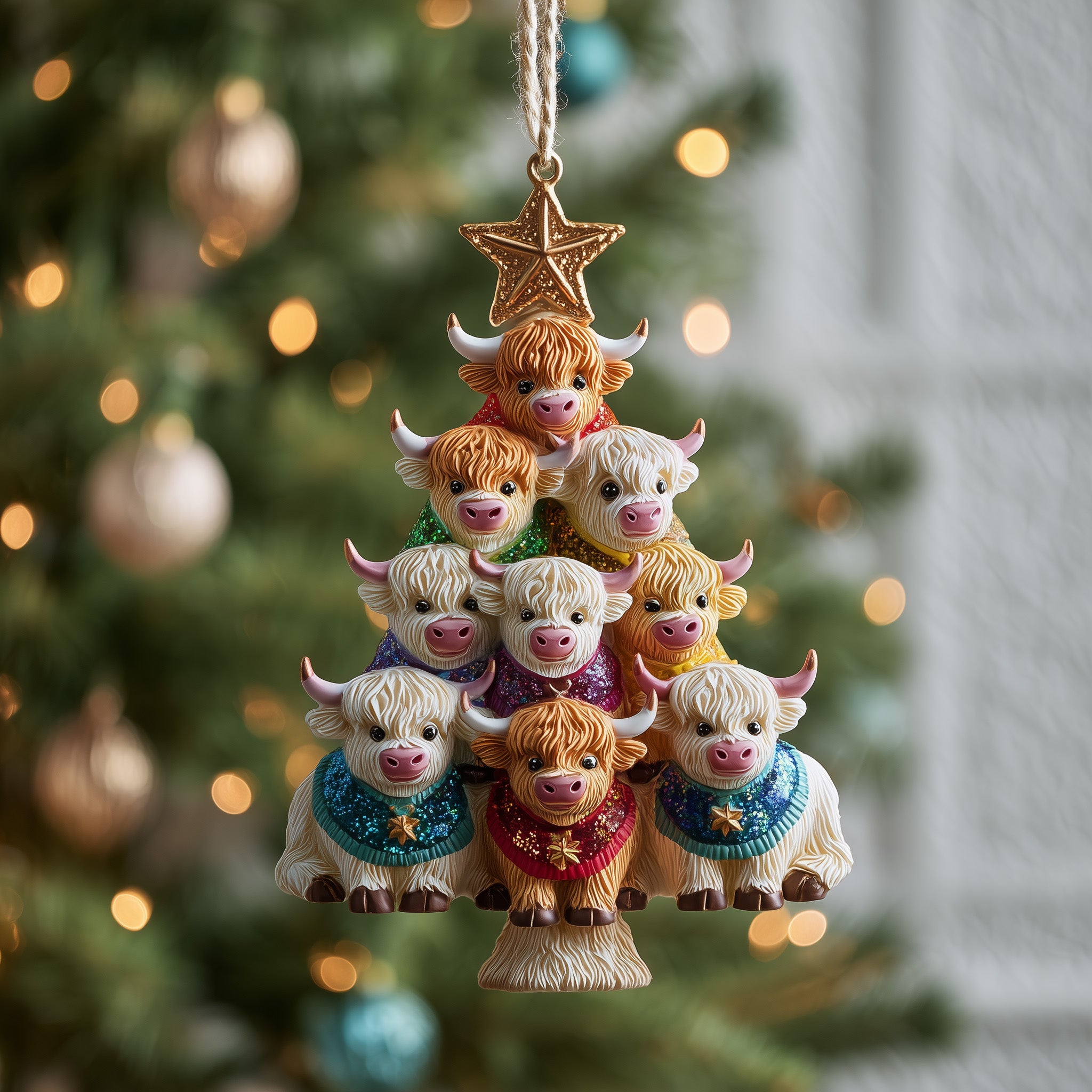 Highland Cow Acrylic Ornament Christmas Ornament for Her