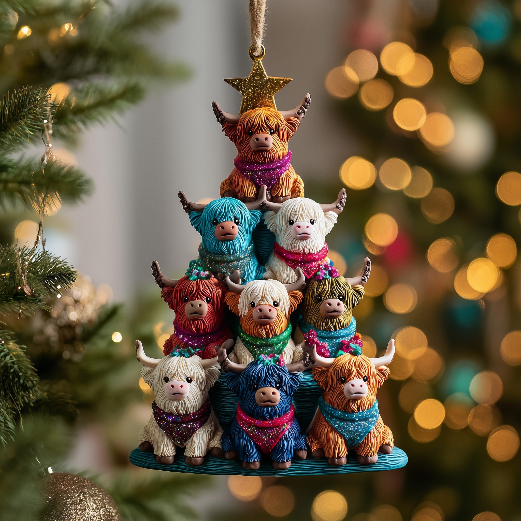 Highland Cow Acrylic Ornament Christmas Tree Ornament